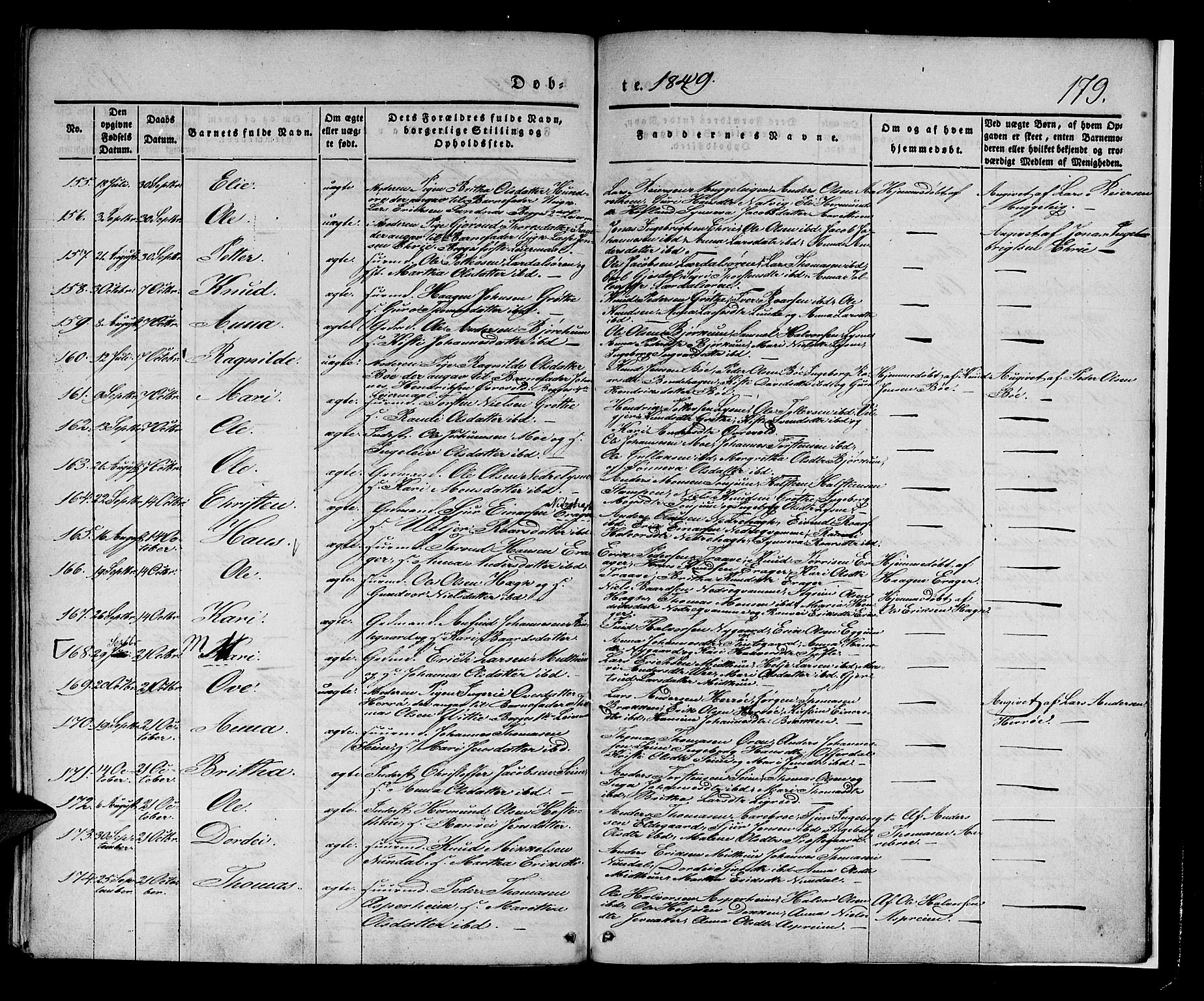 Lærdal sokneprestembete, AV/SAB-A-81201: Ministerialbok nr. A 6, 1835-1849, s. 179