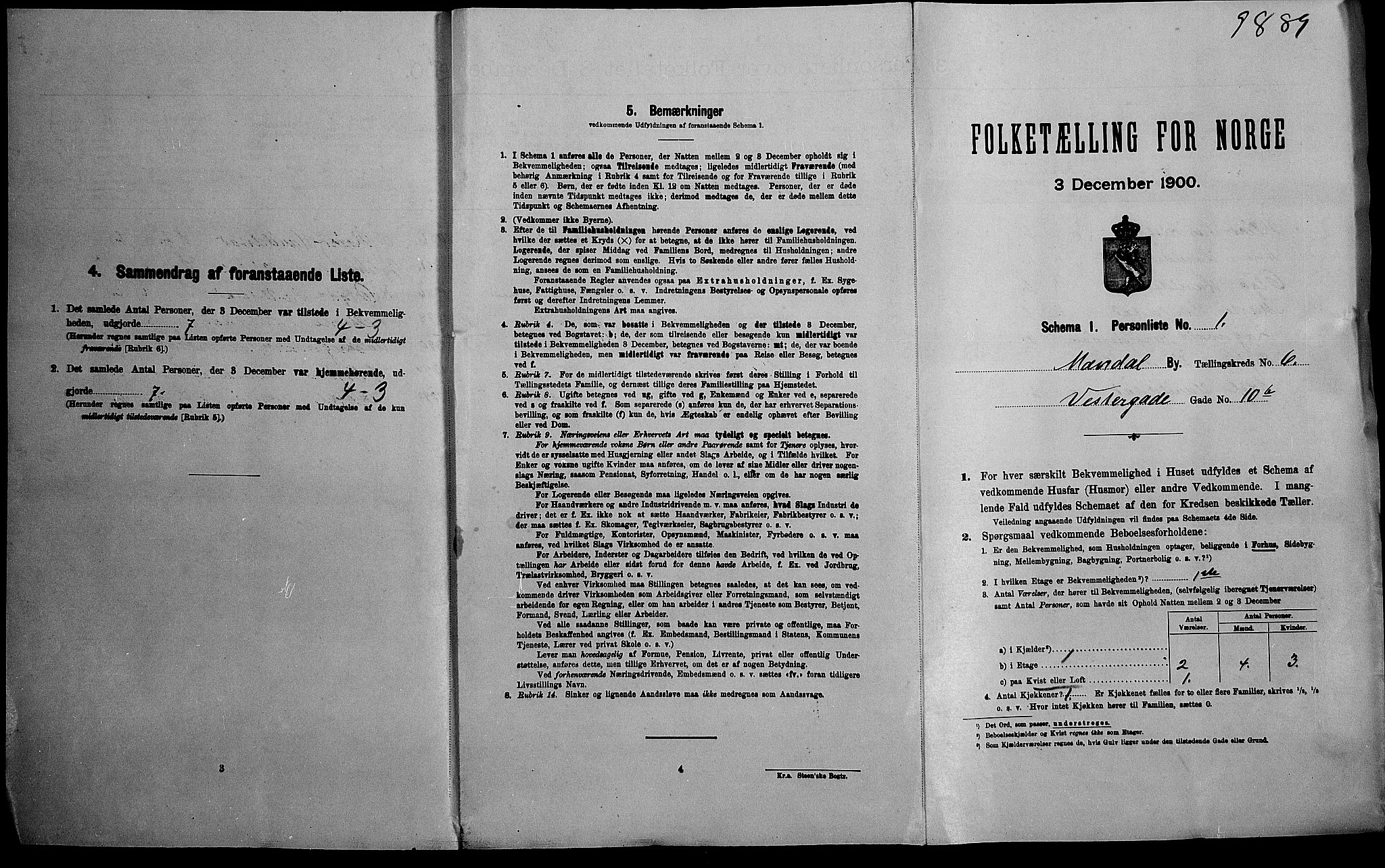 SAK, Folketelling 1900 for 1002 Mandal ladested, 1900, s. 908