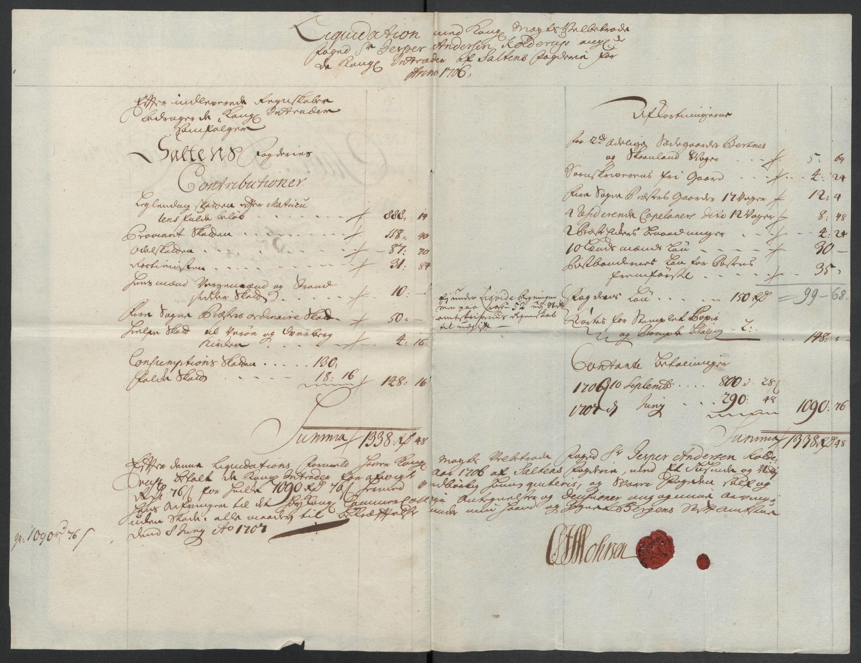 Rentekammeret inntil 1814, Reviderte regnskaper, Fogderegnskap, RA/EA-4092/R66/L4580: Fogderegnskap Salten, 1701-1706, s. 426