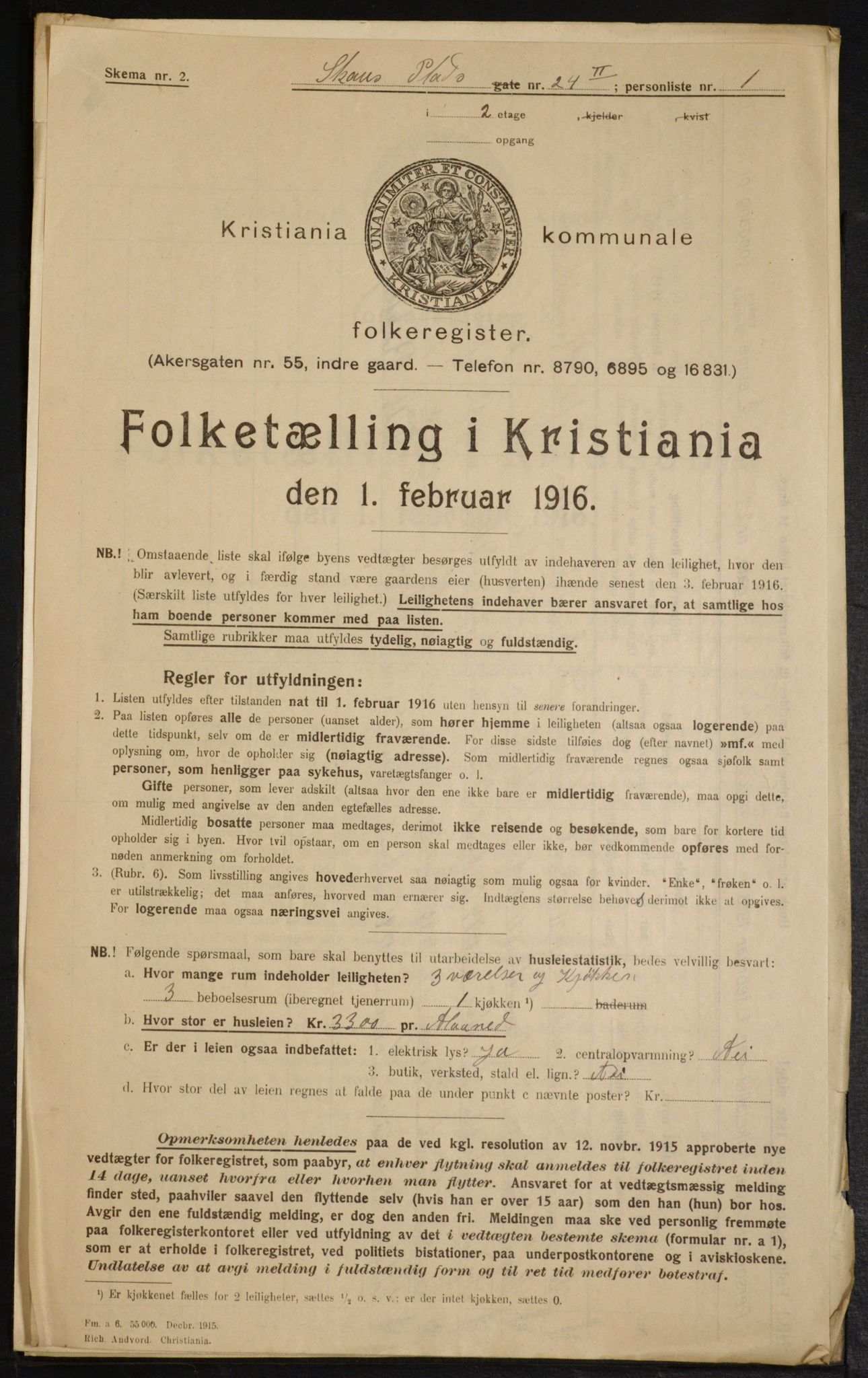 OBA, Kommunal folketelling 1.2.1916 for Kristiania, 1916, s. 92646