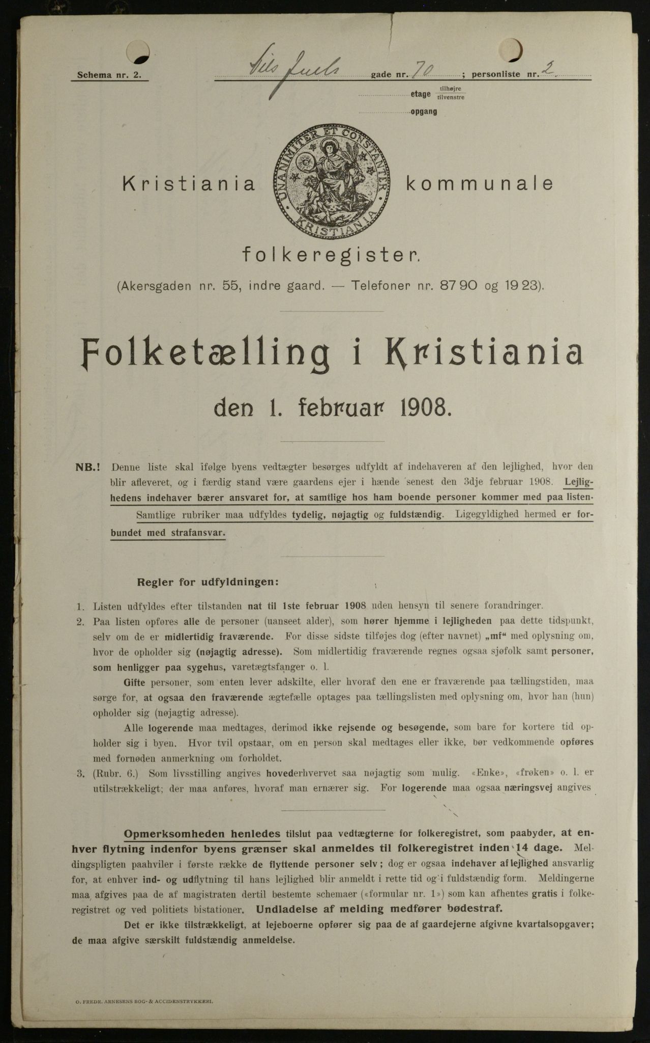 OBA, Kommunal folketelling 1.2.1908 for Kristiania kjøpstad, 1908, s. 63652