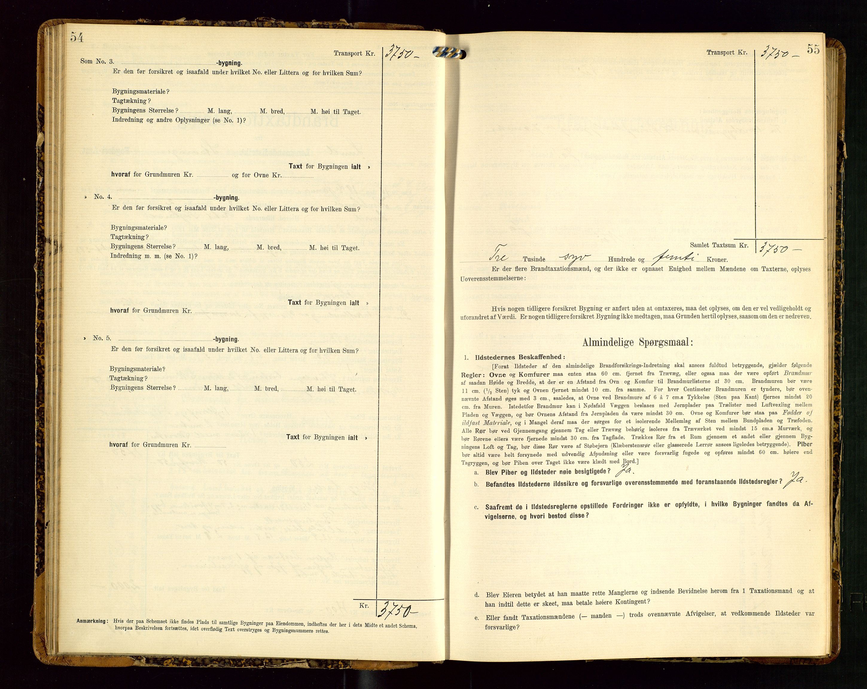 Lund lensmannskontor, SAST/A-100303/Gob/L0002: "Brandtakstprotokol", 1908-1918, s. 54-55