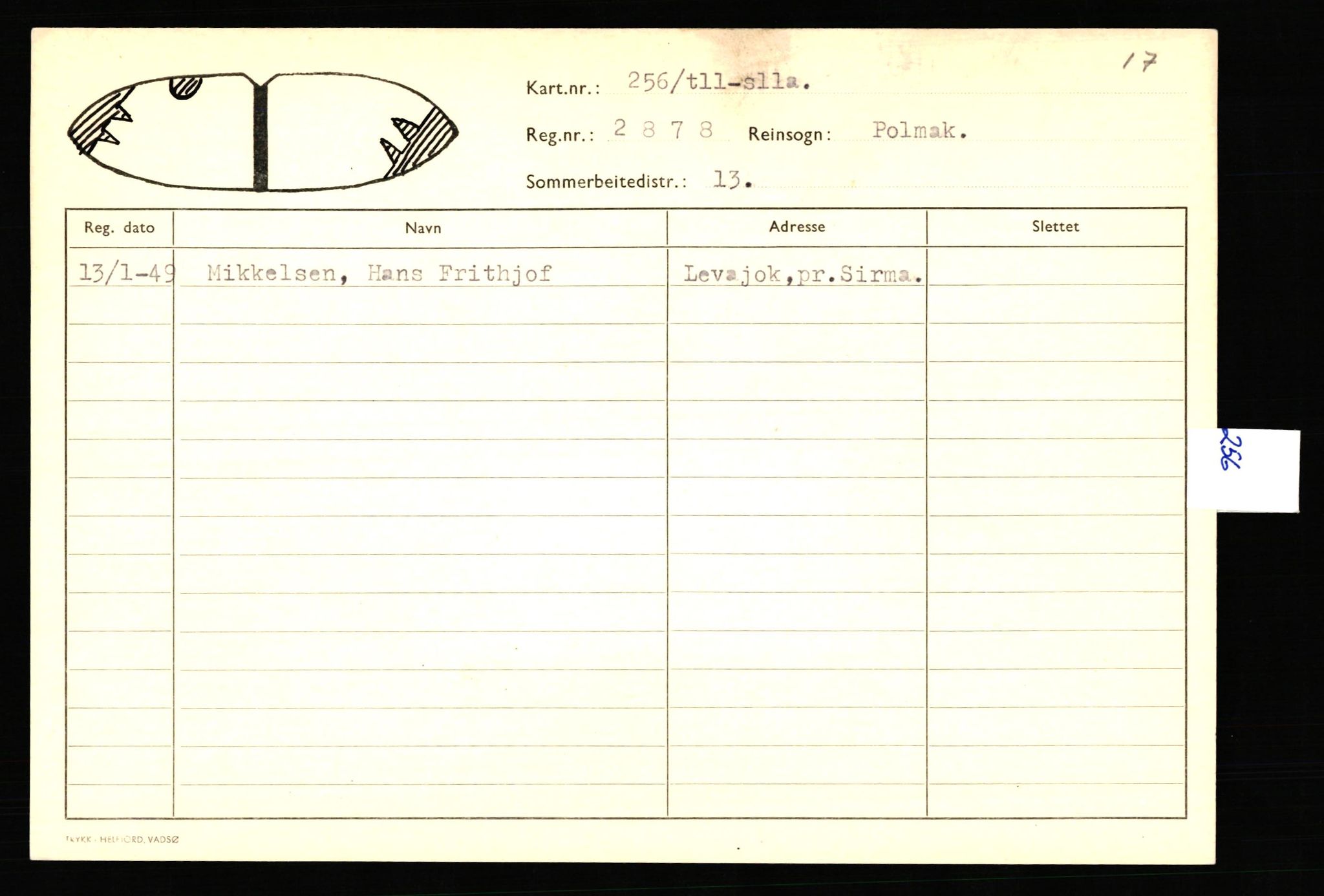 Lappefogden i Finnmark/Reindriftsforvaltningen Øst-Finnmark, AV/SATØ-S-1461/G/Ge/Gea/L0007: Slettede reinmerker: Karasjok, Kautokeino, Polmak og Varanger, 1934-1992, s. 181