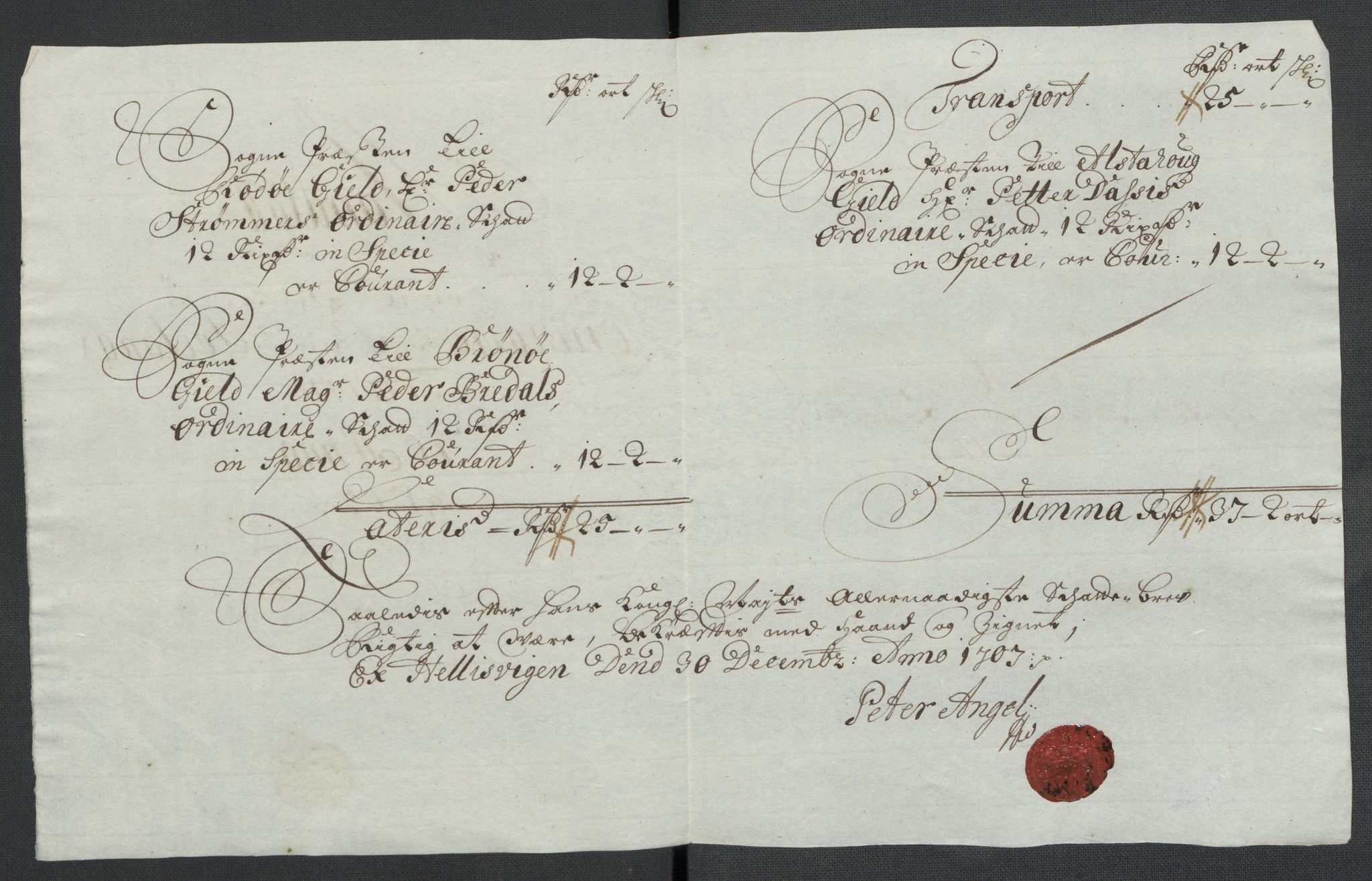 Rentekammeret inntil 1814, Reviderte regnskaper, Fogderegnskap, RA/EA-4092/R65/L4509: Fogderegnskap Helgeland, 1706-1707, s. 241