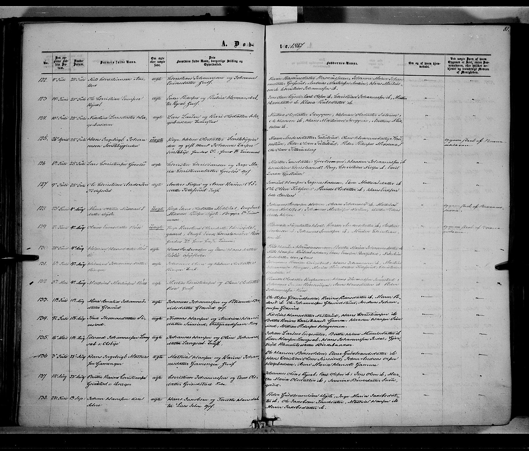 Vestre Toten prestekontor, AV/SAH-PREST-108/H/Ha/Haa/L0007: Ministerialbok nr. 7, 1862-1869, s. 81