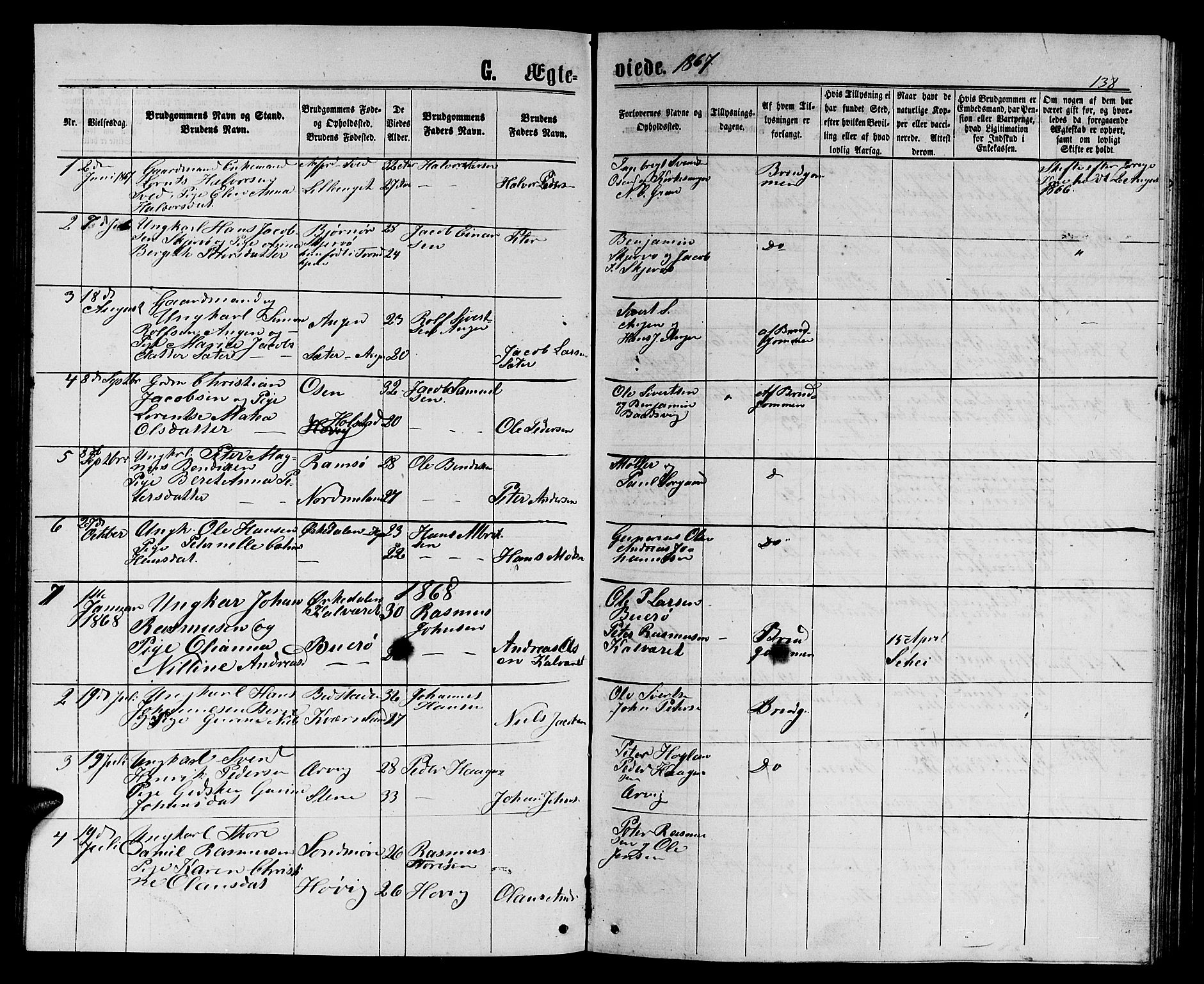 Ministerialprotokoller, klokkerbøker og fødselsregistre - Sør-Trøndelag, AV/SAT-A-1456/658/L0725: Klokkerbok nr. 658C01, 1867-1882, s. 138