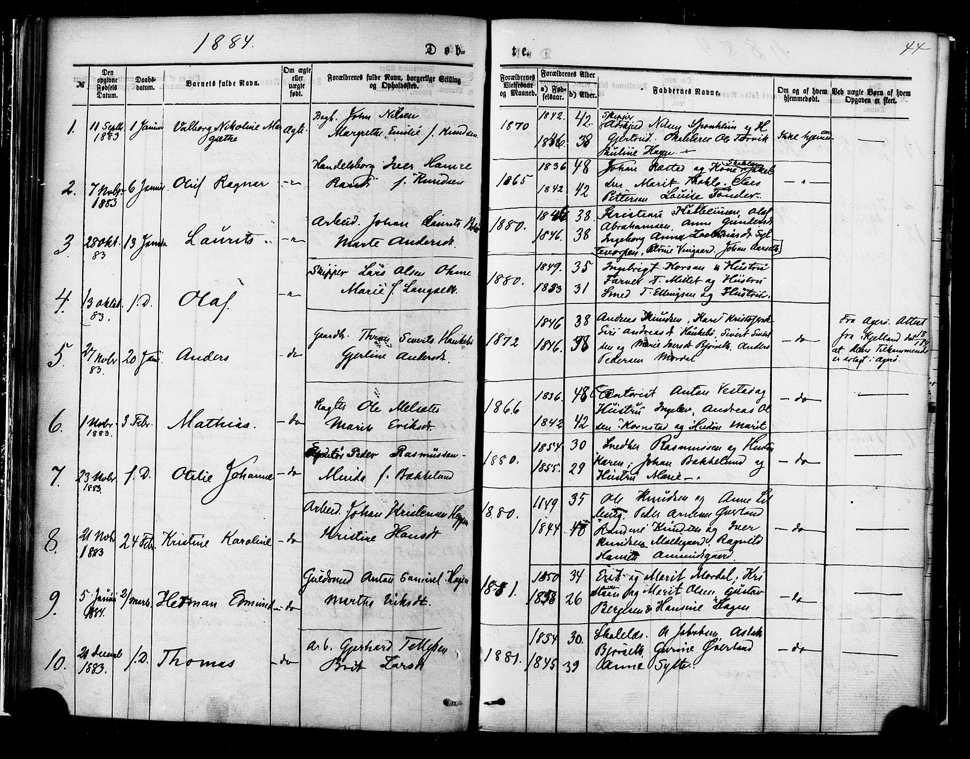 Ministerialprotokoller, klokkerbøker og fødselsregistre - Møre og Romsdal, AV/SAT-A-1454/558/L0691: Ministerialbok nr. 558A05, 1873-1886, s. 44