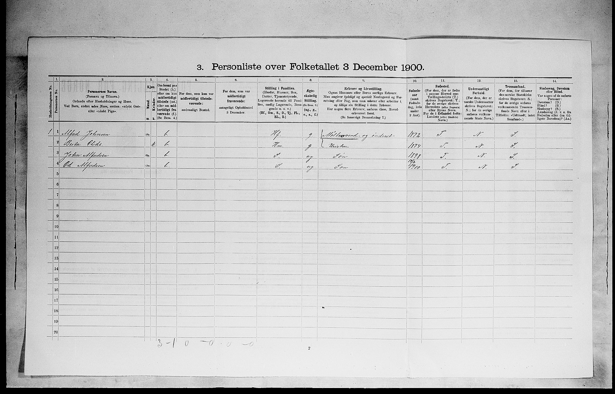 SAH, Folketelling 1900 for 0416 Romedal herred, 1900, s. 181