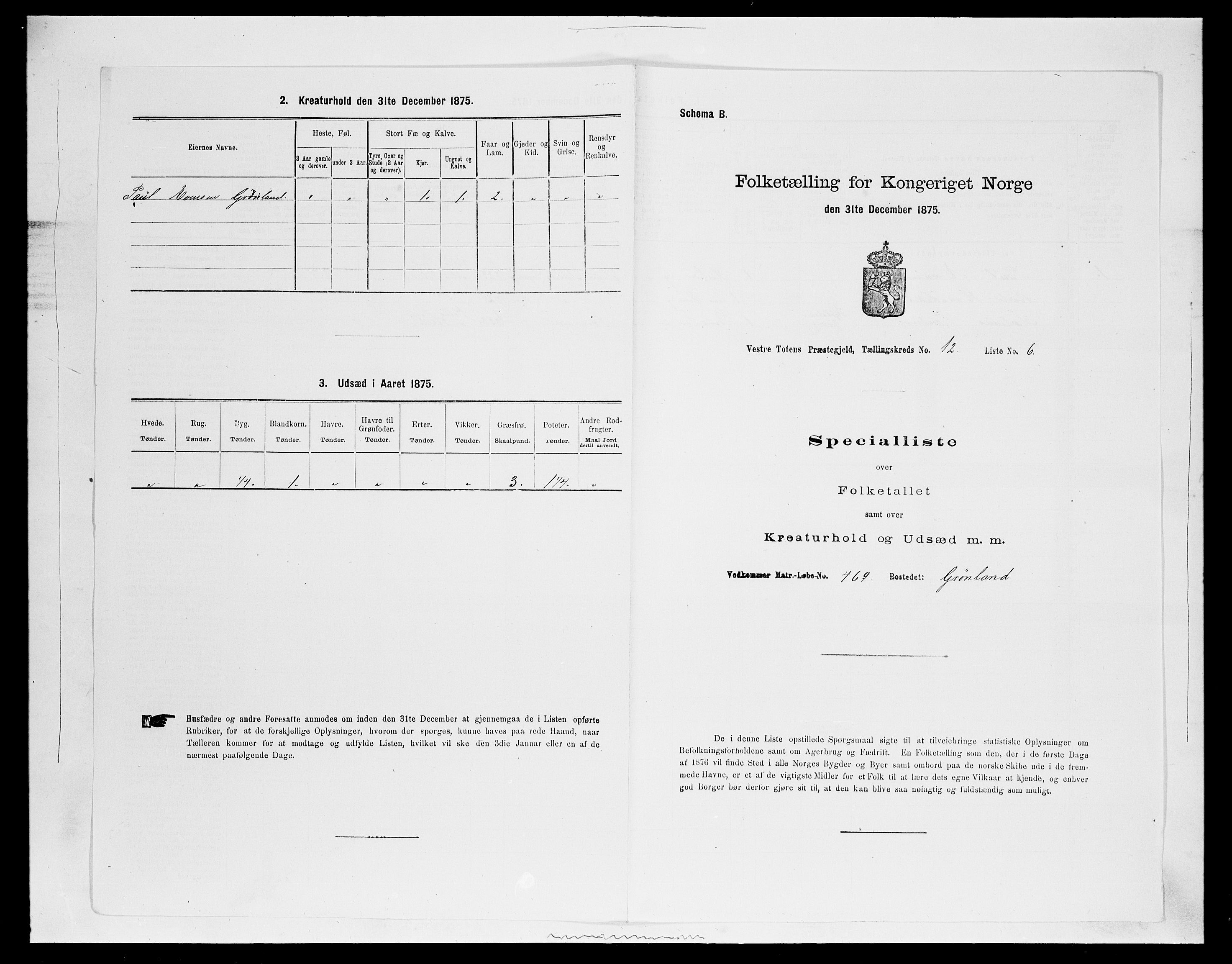 SAH, Folketelling 1875 for 0529P Vestre Toten prestegjeld, 1875, s. 2212