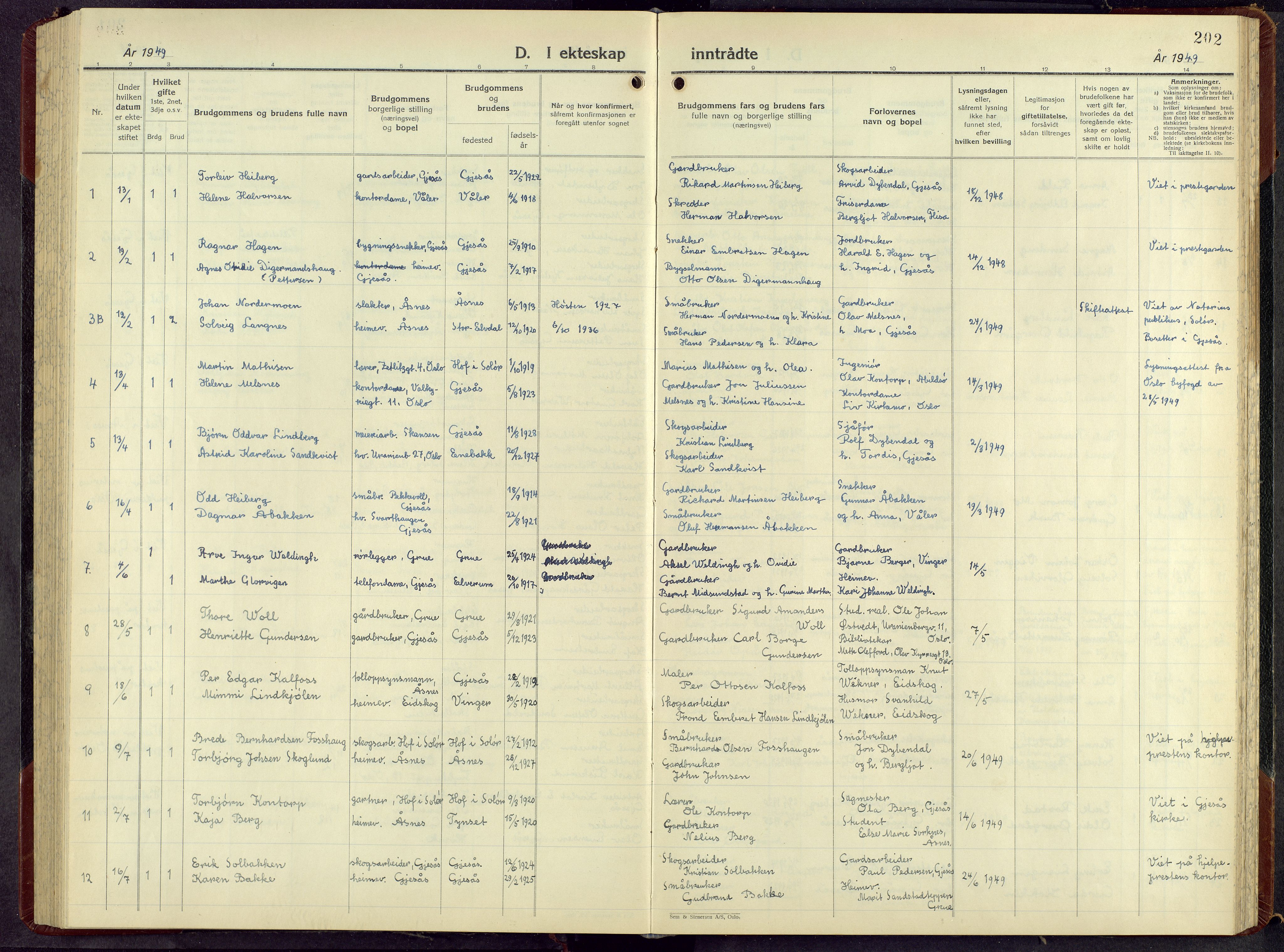 Åsnes prestekontor, SAH/PREST-042/H/Ha/Hab/L0013: Klokkerbok nr. 13, 1943-1966, s. 202