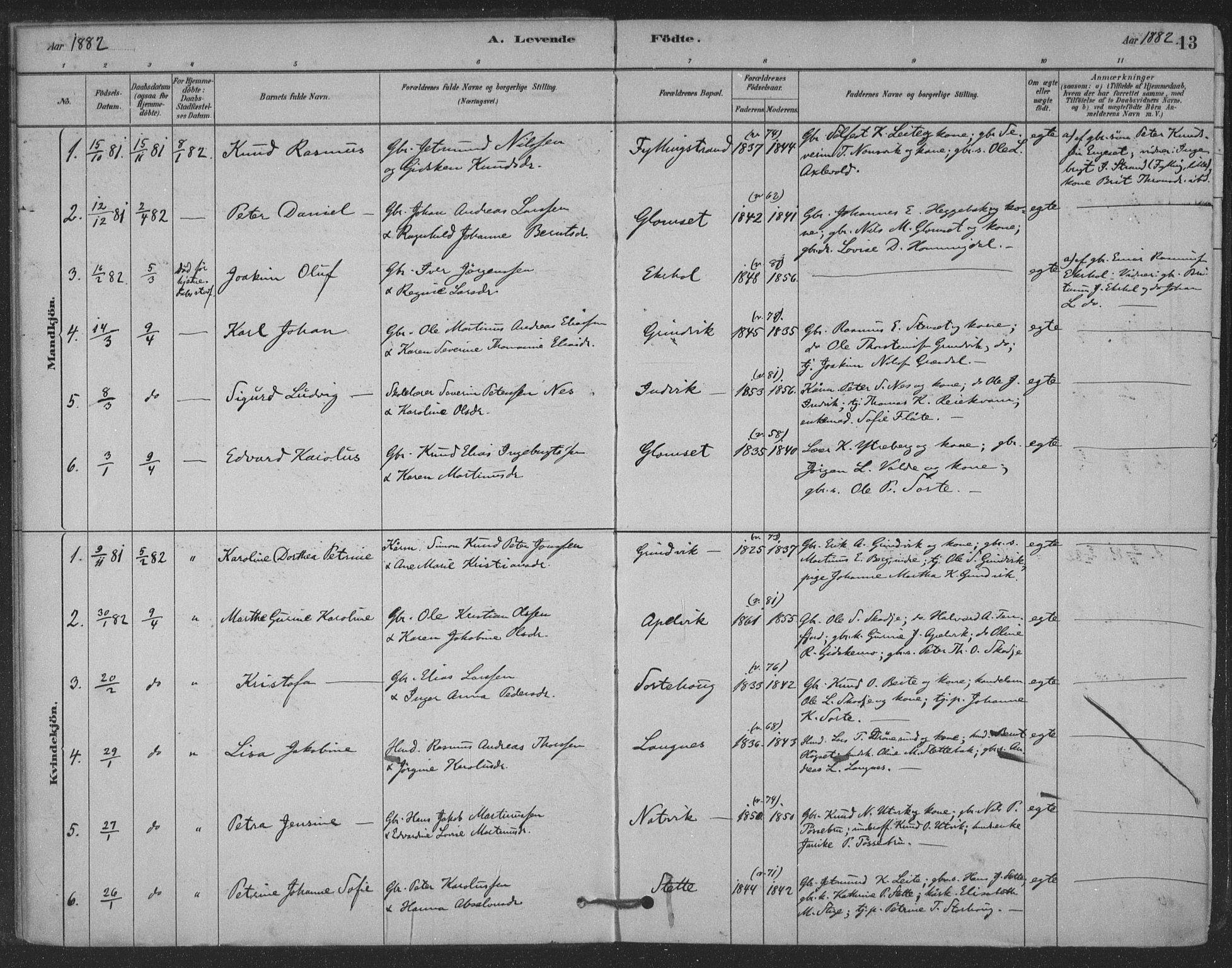 Ministerialprotokoller, klokkerbøker og fødselsregistre - Møre og Romsdal, SAT/A-1454/524/L0356: Ministerialbok nr. 524A08, 1880-1899, s. 13