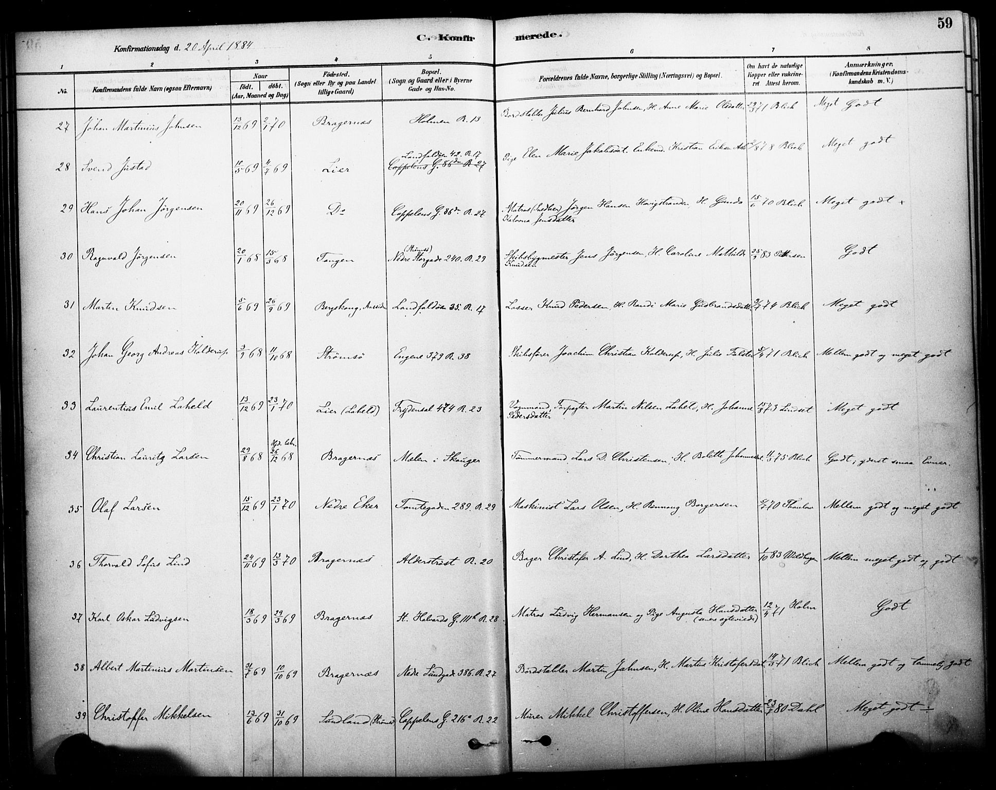 Bragernes kirkebøker, AV/SAKO-A-6/F/Fc/L0005: Ministerialbok nr. III 5, 1878-1890, s. 59