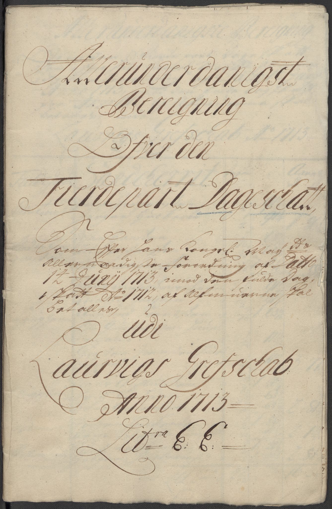 Rentekammeret inntil 1814, Reviderte regnskaper, Fogderegnskap, RA/EA-4092/R33/L1985: Fogderegnskap Larvik grevskap, 1713, s. 309