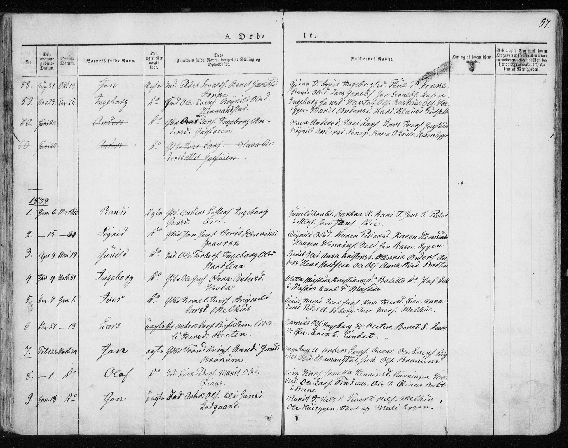 Ministerialprotokoller, klokkerbøker og fødselsregistre - Sør-Trøndelag, AV/SAT-A-1456/691/L1069: Ministerialbok nr. 691A04, 1826-1841, s. 57