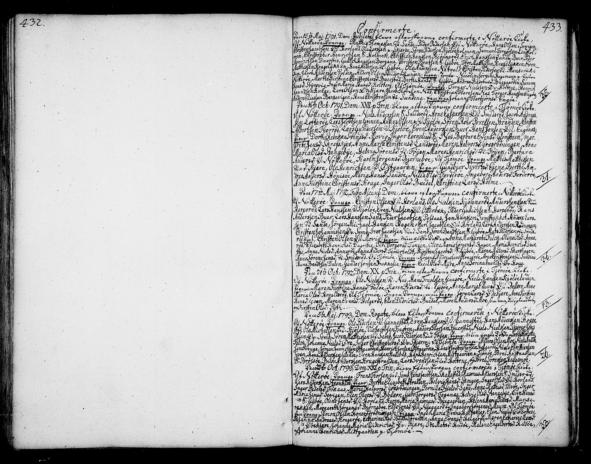Nøtterøy kirkebøker, AV/SAKO-A-354/F/Fa/L0003: Ministerialbok nr. I 3, 1791-1814, s. 432-433