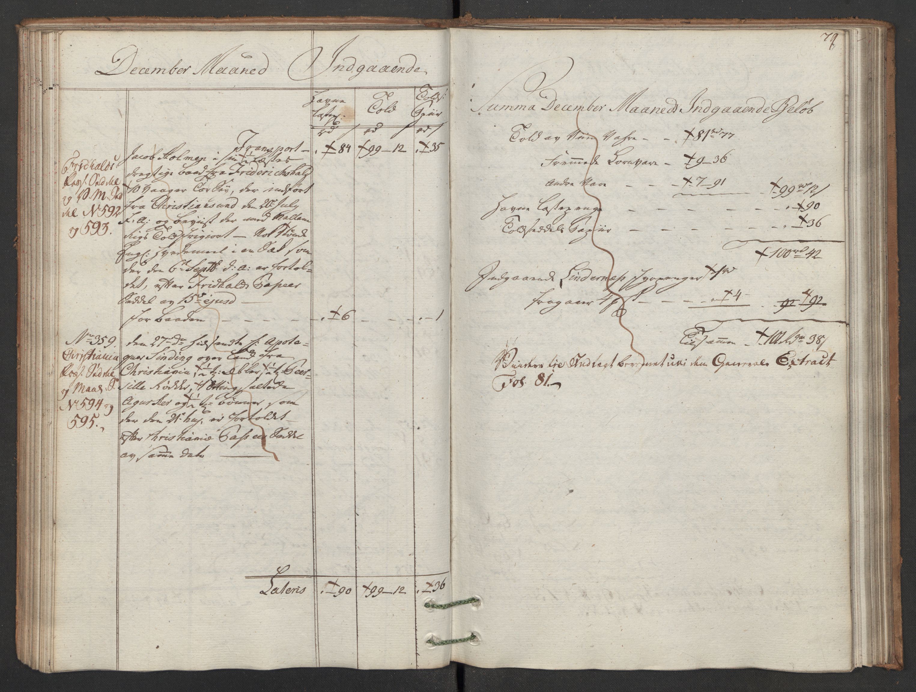 Generaltollkammeret, tollregnskaper, RA/EA-5490/R02/L0091/0001: Tollregnskaper Fredrikstad / Inngående hovedtollbok, 1786, s. 78b-79a