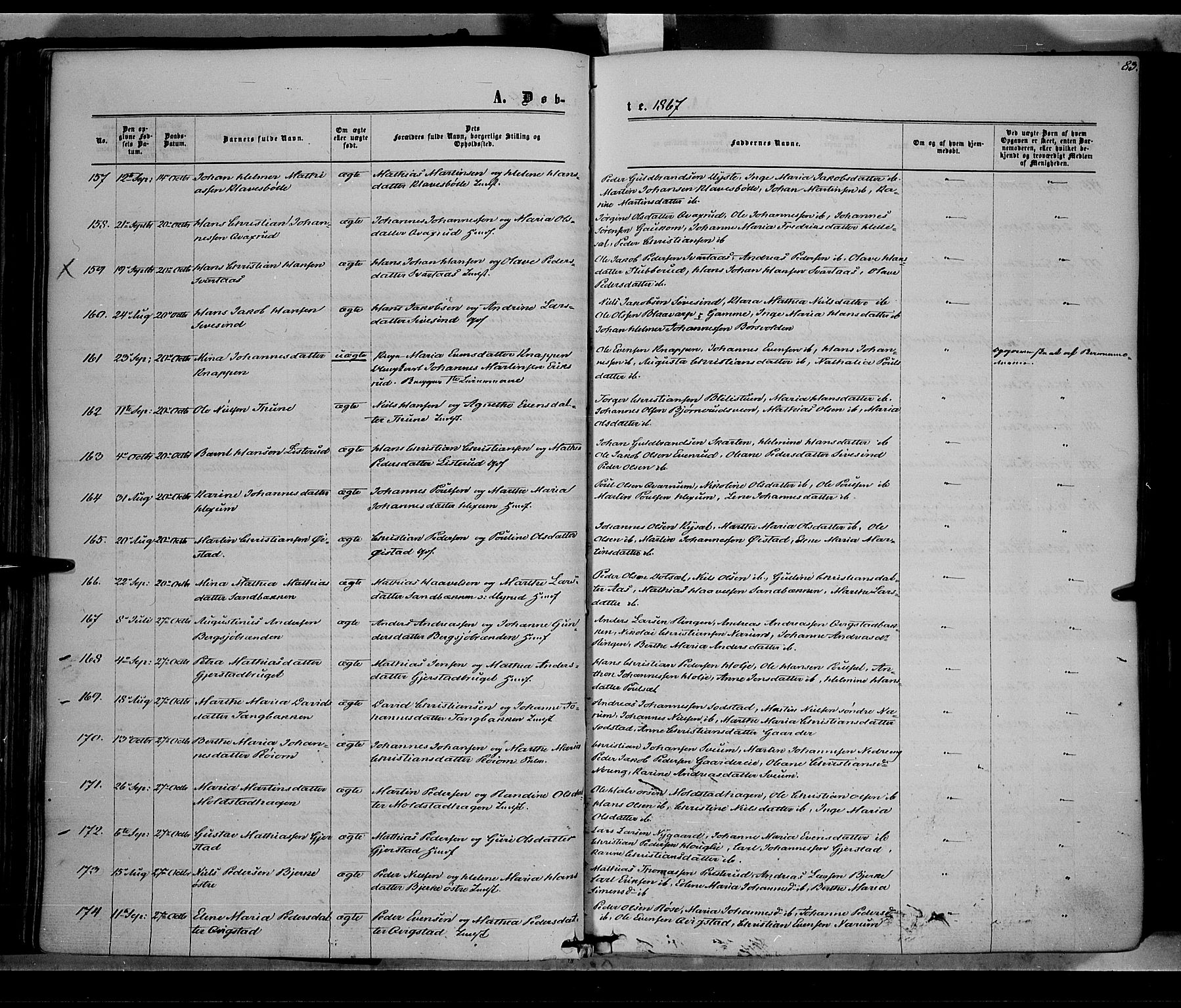 Vestre Toten prestekontor, AV/SAH-PREST-108/H/Ha/Haa/L0007: Ministerialbok nr. 7, 1862-1869, s. 83