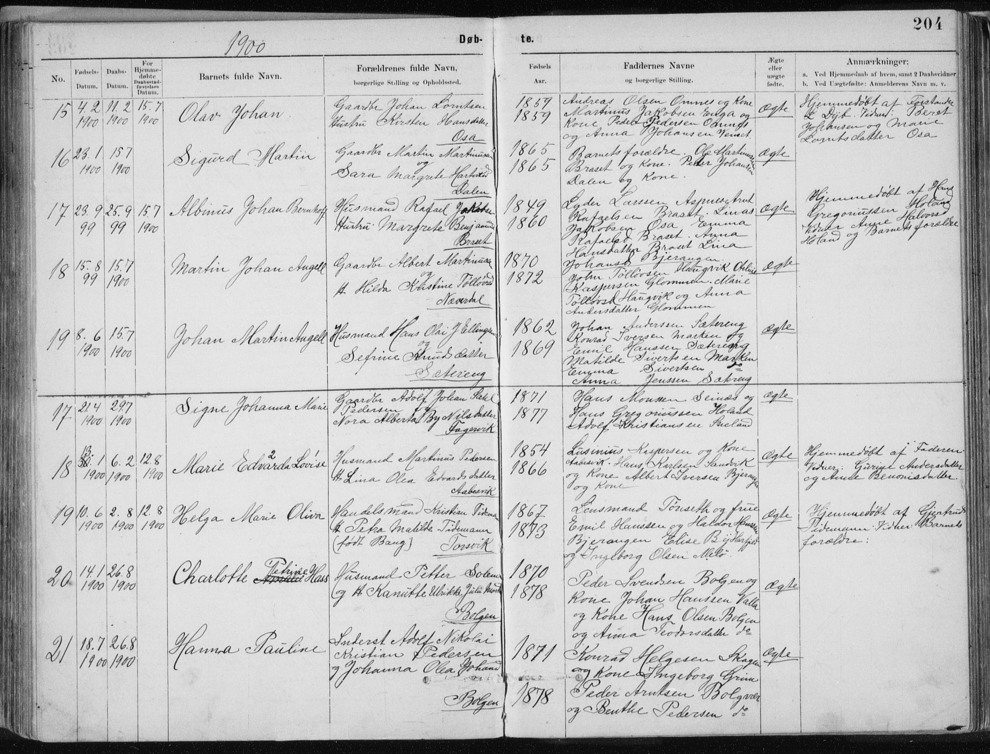 Ministerialprotokoller, klokkerbøker og fødselsregistre - Nordland, AV/SAT-A-1459/843/L0636: Klokkerbok nr. 843C05, 1884-1909, s. 204