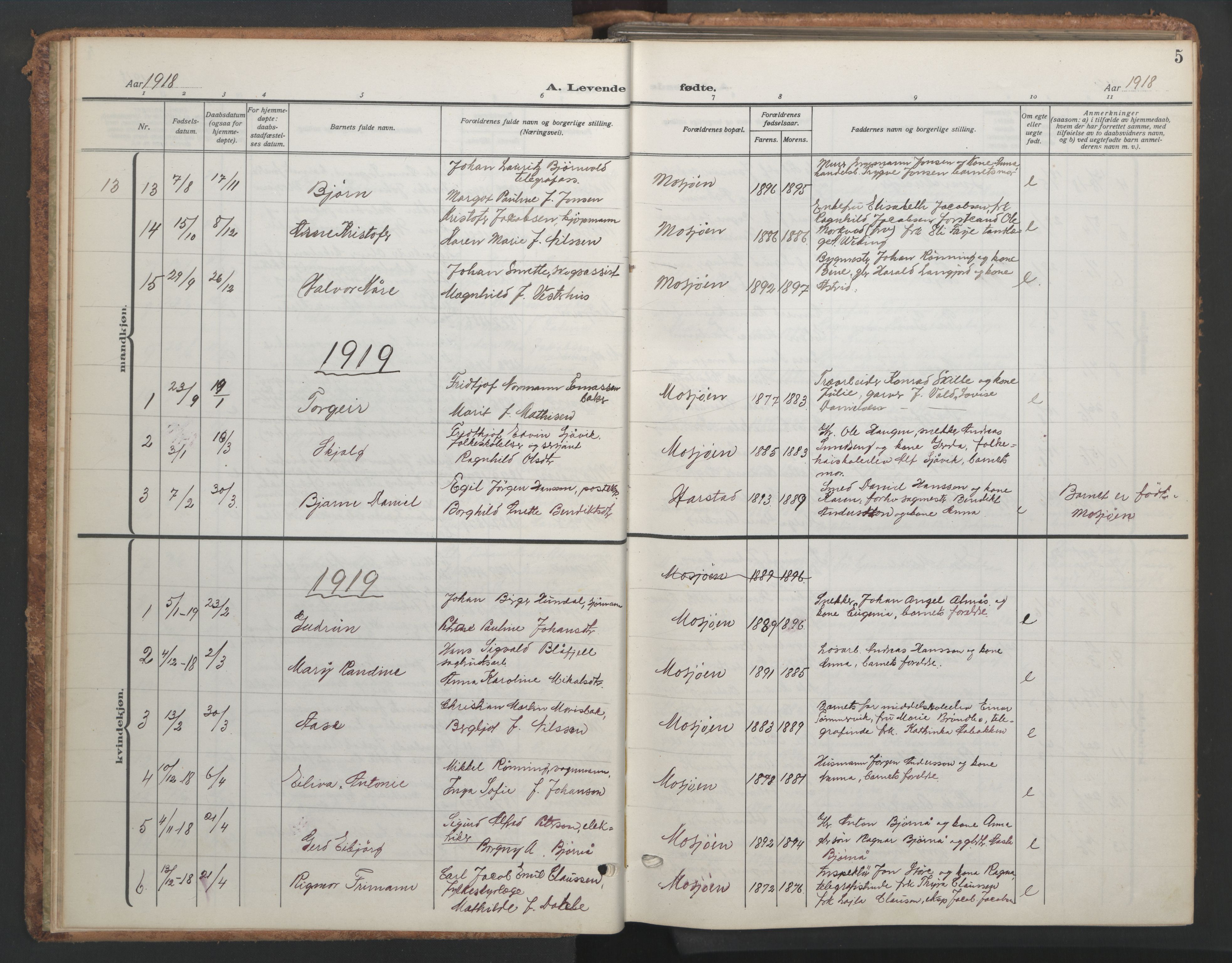 Ministerialprotokoller, klokkerbøker og fødselsregistre - Nordland, AV/SAT-A-1459/820/L0303: Klokkerbok nr. 820C05, 1917-1952, s. 5