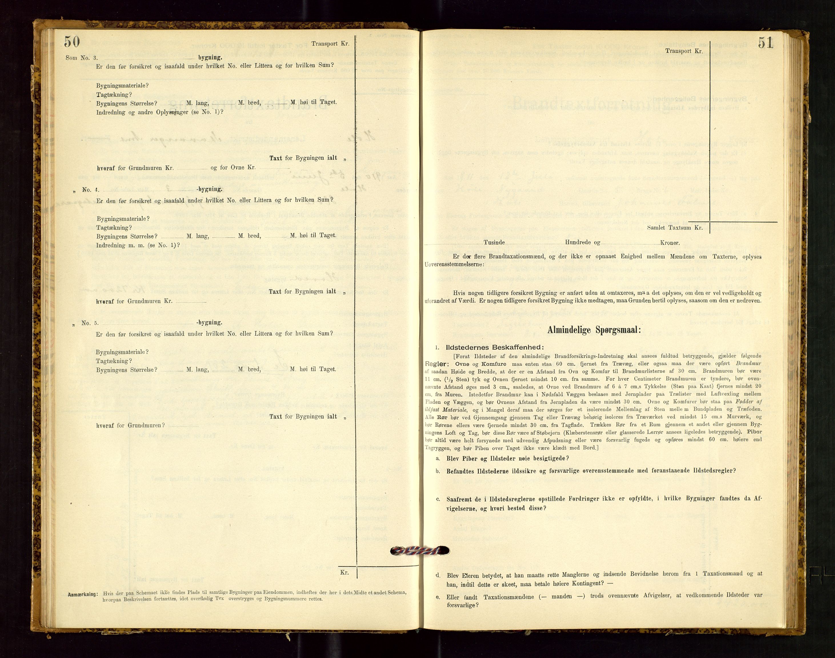 Høle og Forsand lensmannskontor, SAST/A-100127/Gob/L0001: "Brandtaxtprotokol" - skjematakst, 1897-1940, s. 50-51