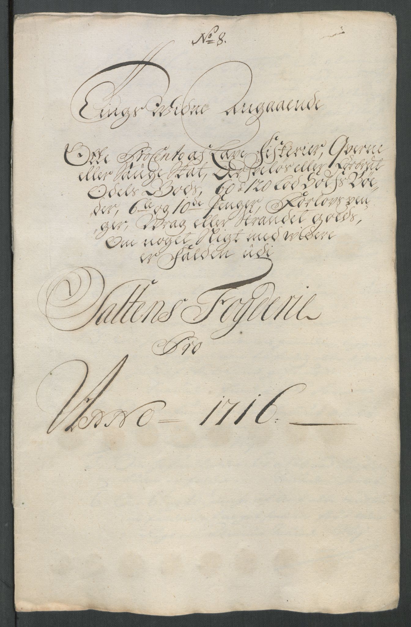 Rentekammeret inntil 1814, Reviderte regnskaper, Fogderegnskap, RA/EA-4092/R66/L4586: Fogderegnskap Salten, 1716, s. 126