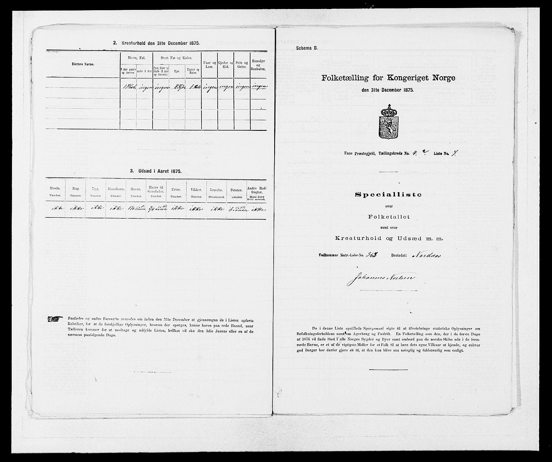 SAB, Folketelling 1875 for 1249P Fana prestegjeld, 1875, s. 430