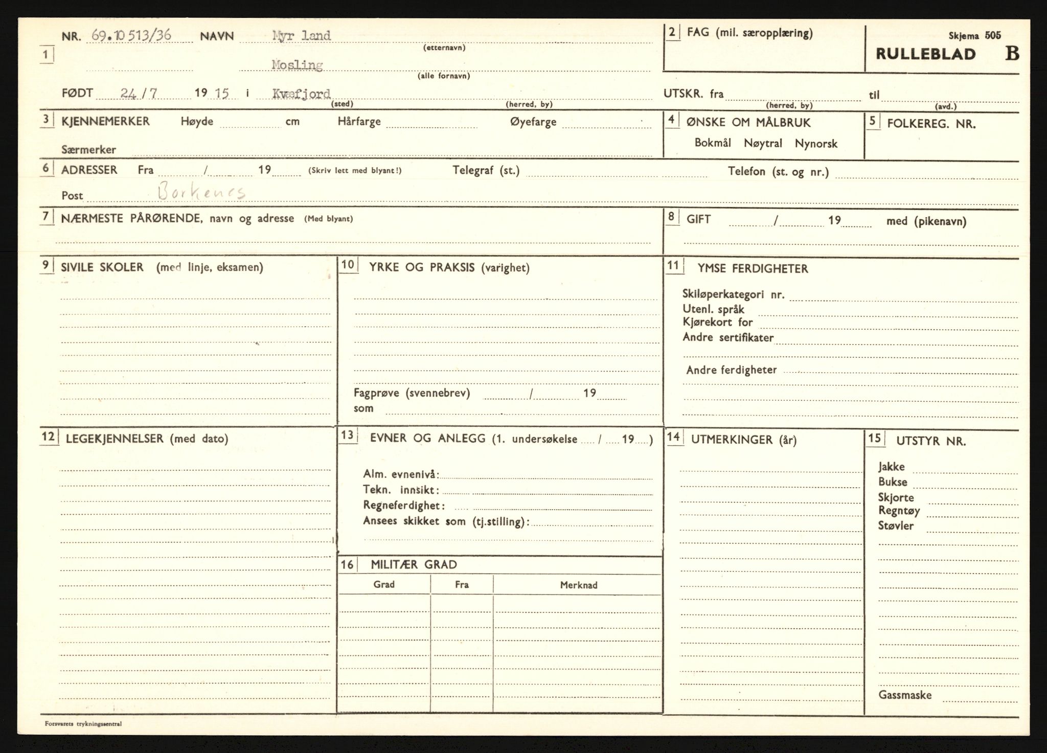 Forsvaret, Troms infanteriregiment nr. 16, AV/RA-RAFA-3146/P/Pa/L0020: Rulleblad for regimentets menige mannskaper, årsklasse 1936, 1936, s. 905