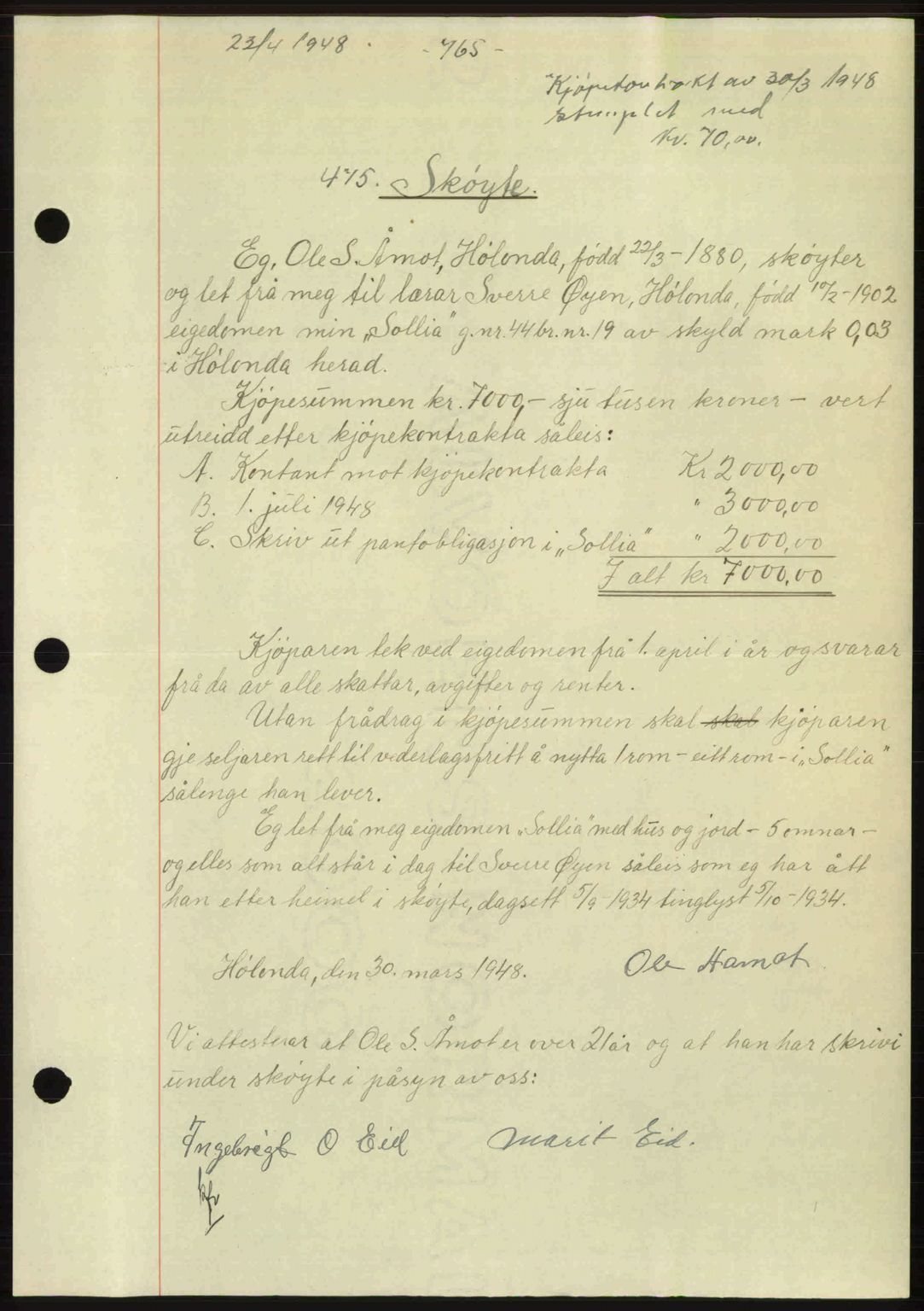 Gauldal sorenskriveri, SAT/A-0014/1/2/2C: Pantebok nr. A5, 1947-1948, Dagboknr: 475/1948