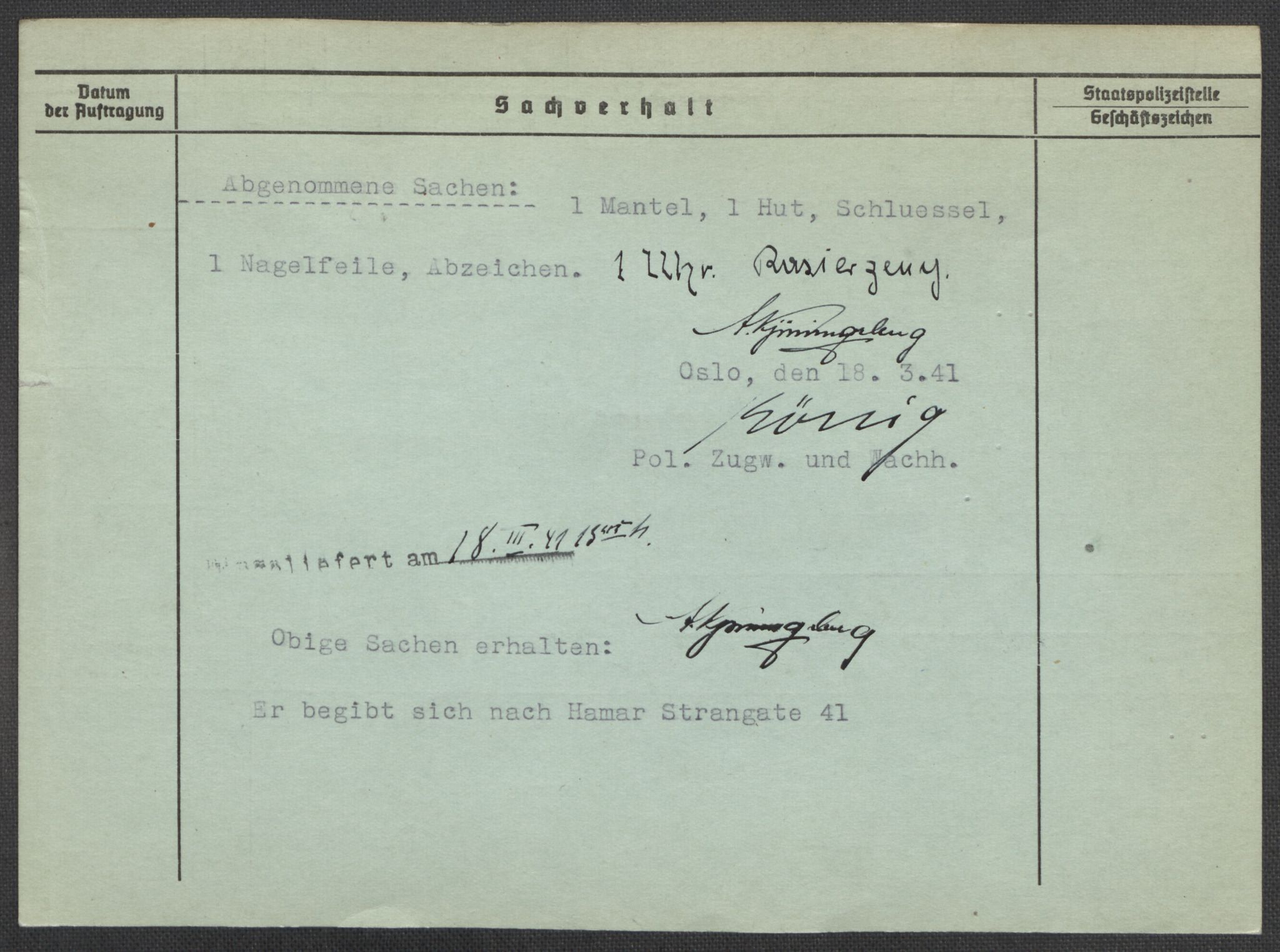 Befehlshaber der Sicherheitspolizei und des SD, AV/RA-RAFA-5969/E/Ea/Eaa/L0005: Register over norske fanger i Møllergata 19: Hø-Kj, 1940-1945, s. 1320