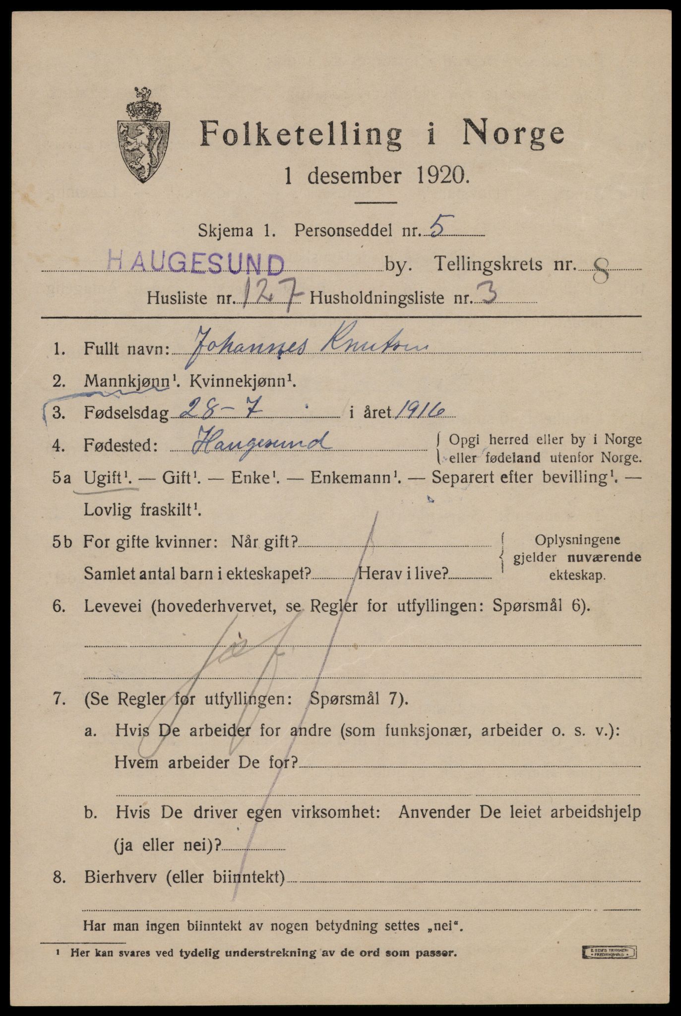 SAST, Folketelling 1920 for 1106 Haugesund kjøpstad, 1920, s. 29895