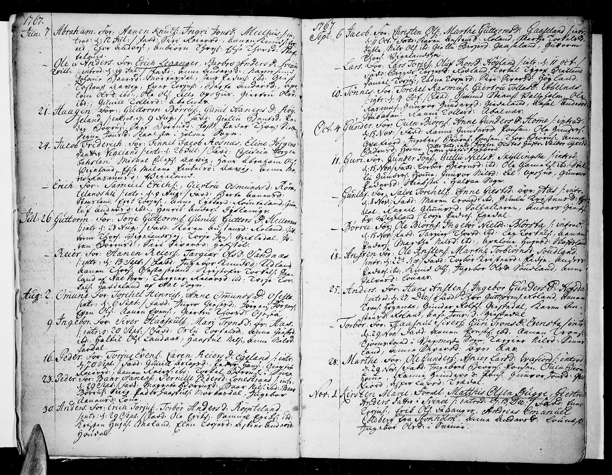 Sør-Audnedal sokneprestkontor, AV/SAK-1111-0039/F/Fa/Fab/L0002: Ministerialbok nr. A 2 /1, 1766-1815, s. 5