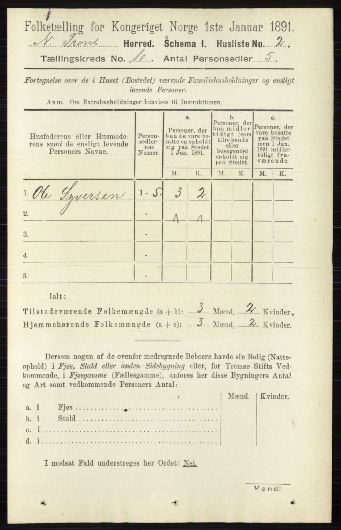 RA, Folketelling 1891 for 0518 Nord-Fron herred, 1891, s. 4302
