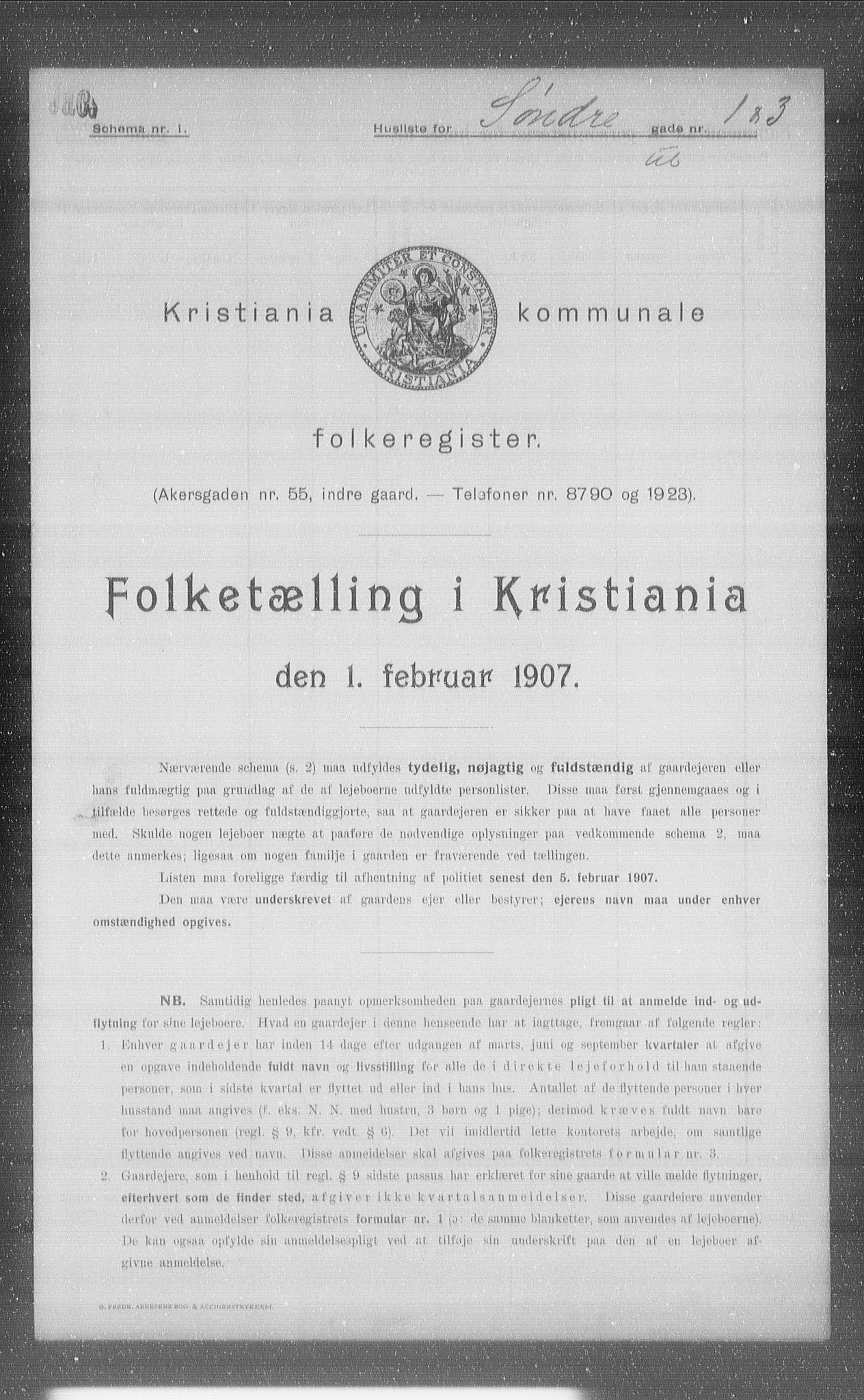 OBA, Kommunal folketelling 1.2.1907 for Kristiania kjøpstad, 1907, s. 54077