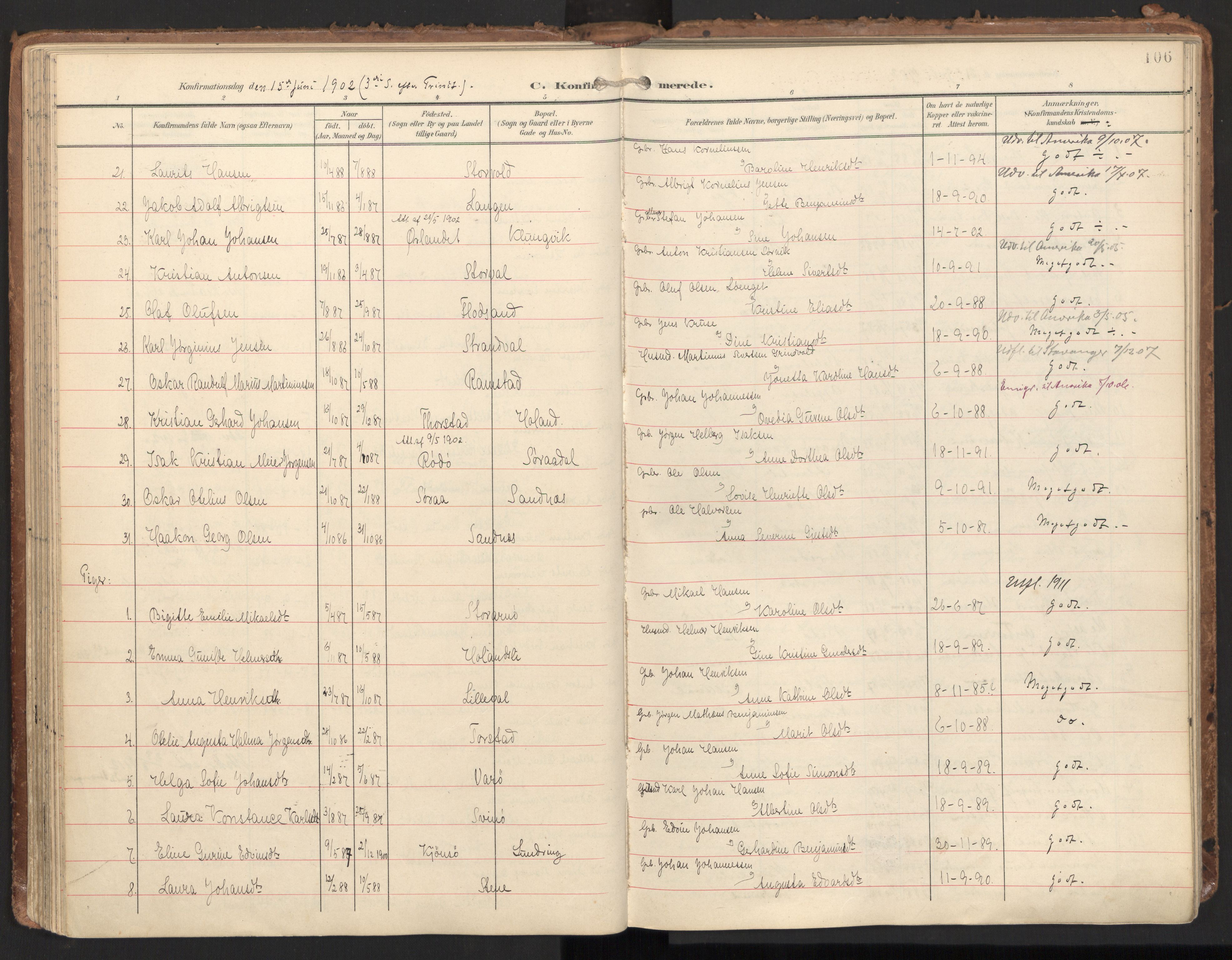 Ministerialprotokoller, klokkerbøker og fødselsregistre - Nord-Trøndelag, AV/SAT-A-1458/784/L0677: Ministerialbok nr. 784A12, 1900-1920, s. 106