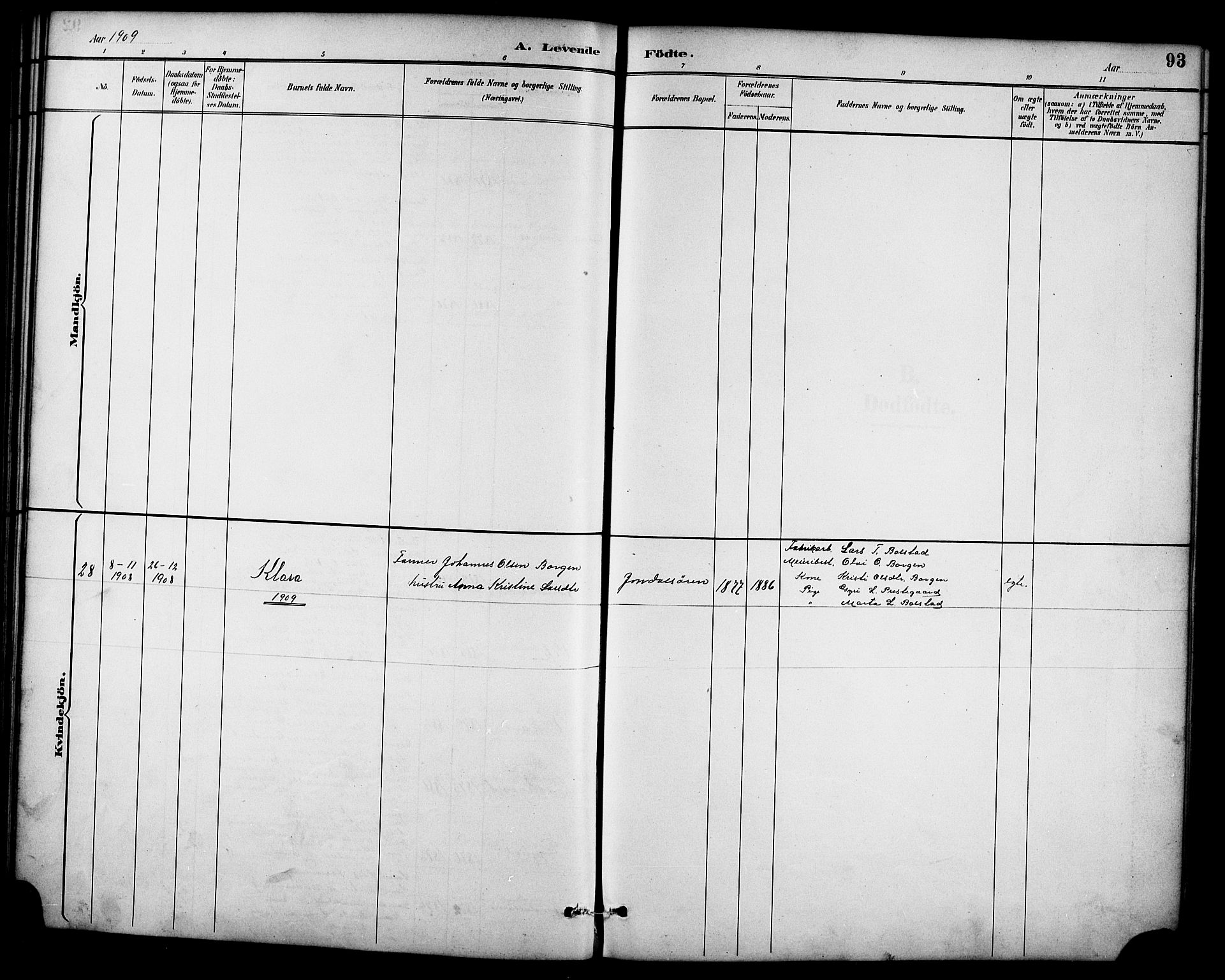 Ullensvang sokneprestembete, SAB/A-78701/H/Hab: Klokkerbok nr. D 1, 1891-1908, s. 93