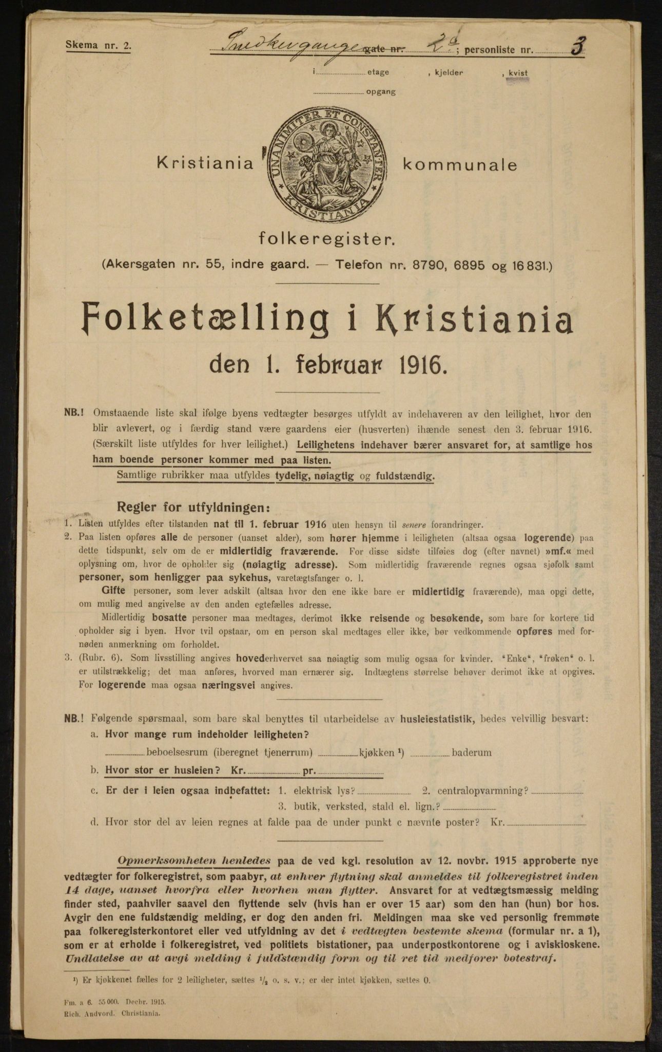 OBA, Kommunal folketelling 1.2.1916 for Kristiania, 1916, s. 100417