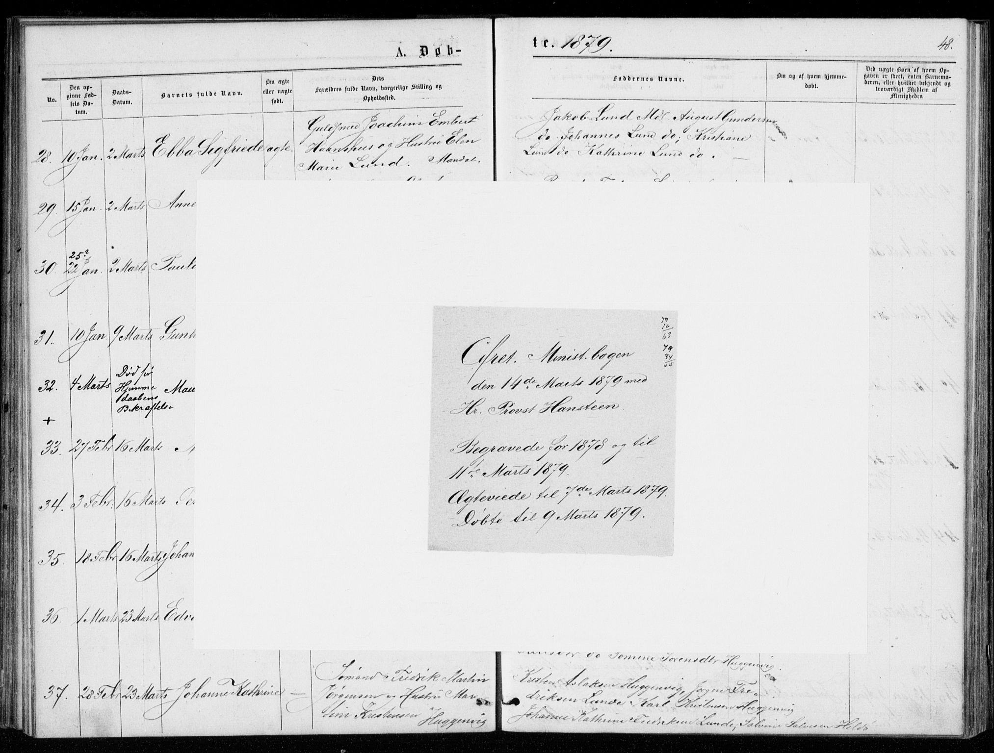 Mandal sokneprestkontor, SAK/1111-0030/F/Fb/Fba/L0010: Klokkerbok nr. B 4, 1876-1880, s. 48