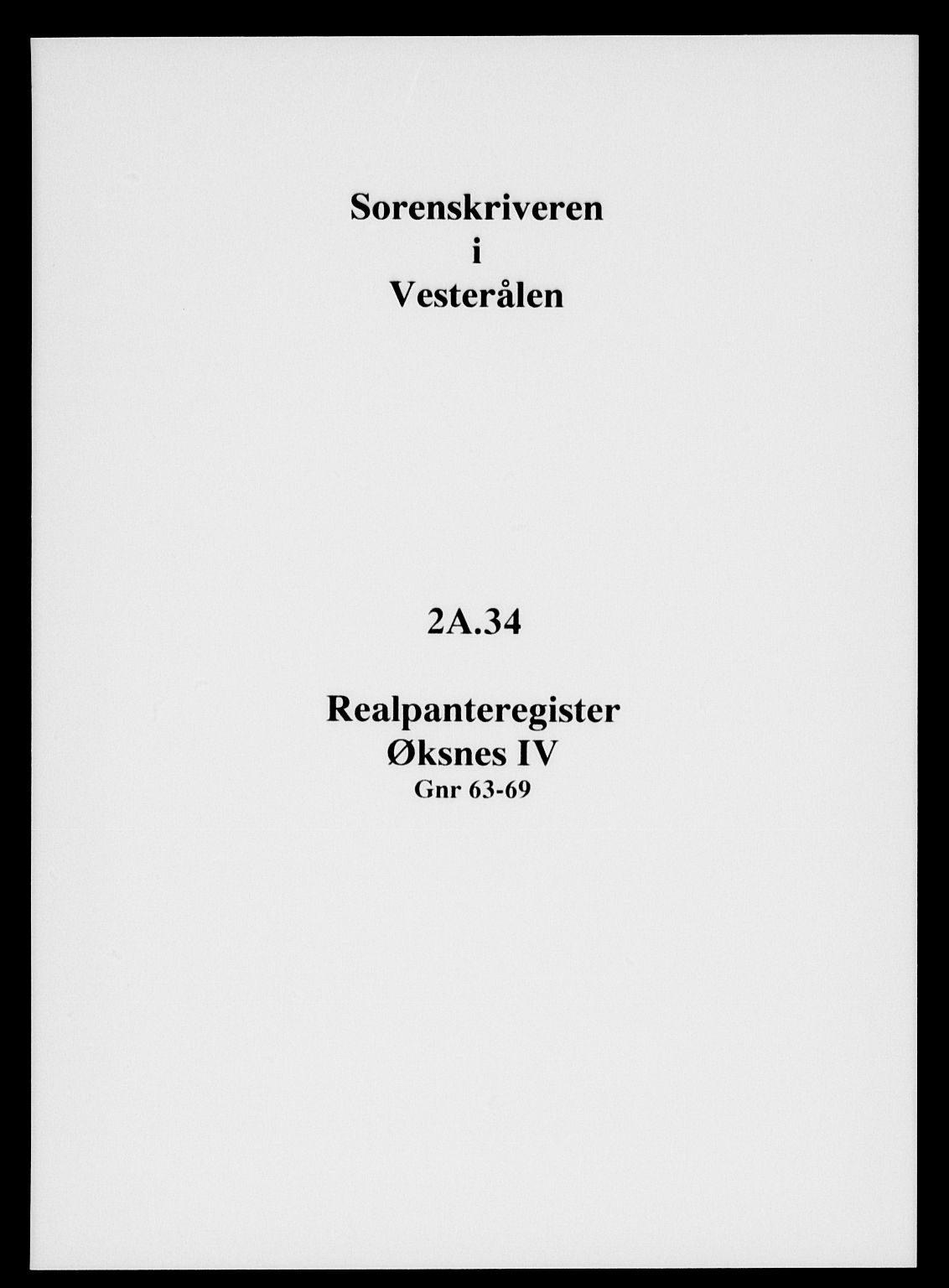 Vesterålen sorenskriveri, AV/SAT-A-4180/1/2/2A/L0034: Panteregister nr. 34