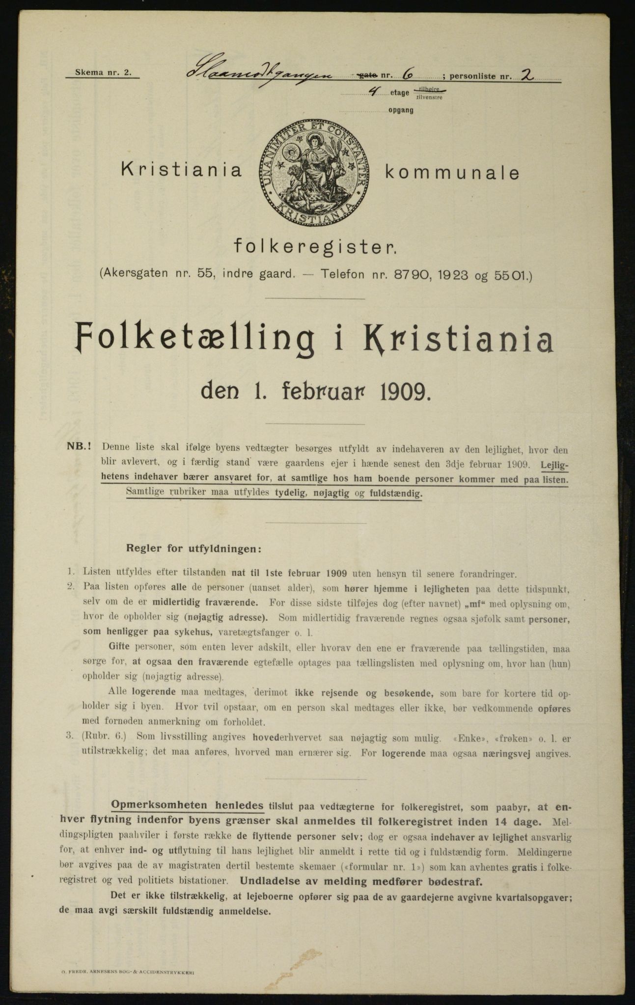 OBA, Kommunal folketelling 1.2.1909 for Kristiania kjøpstad, 1909, s. 87923