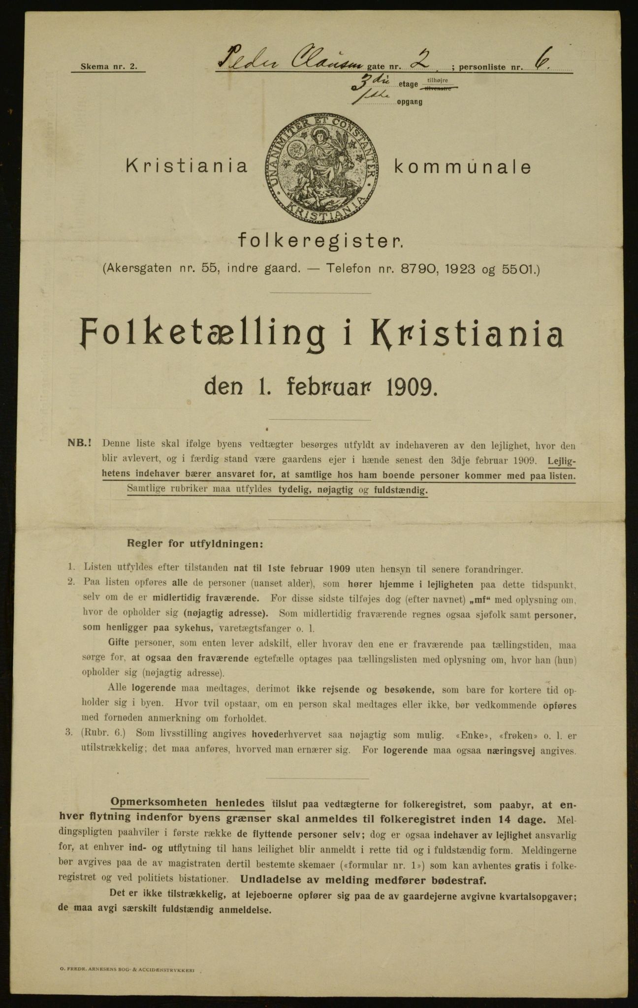 OBA, Kommunal folketelling 1.2.1909 for Kristiania kjøpstad, 1909, s. 71345