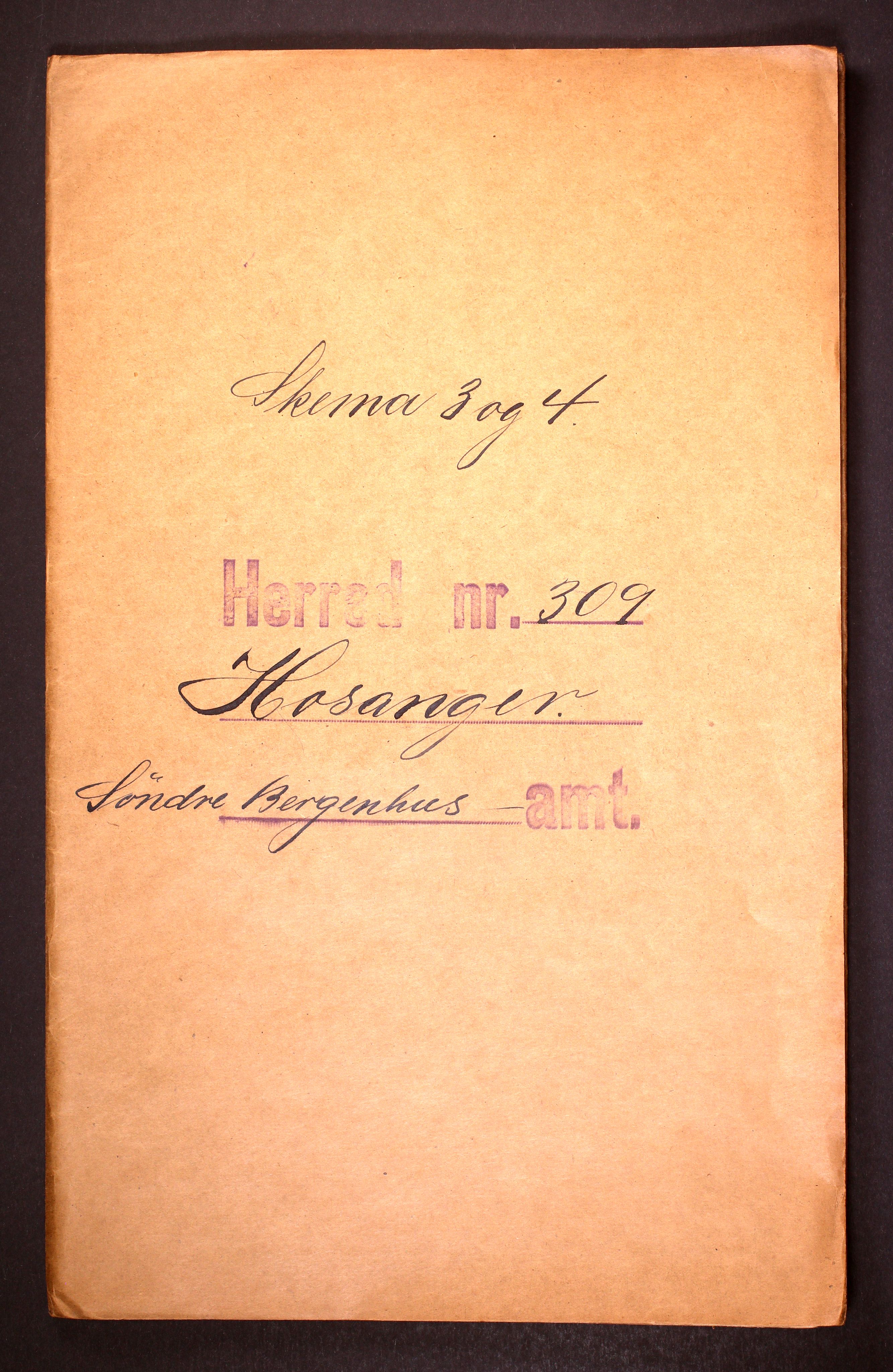 RA, Folketelling 1910 for 1253 Hosanger herred, 1910, s. 1