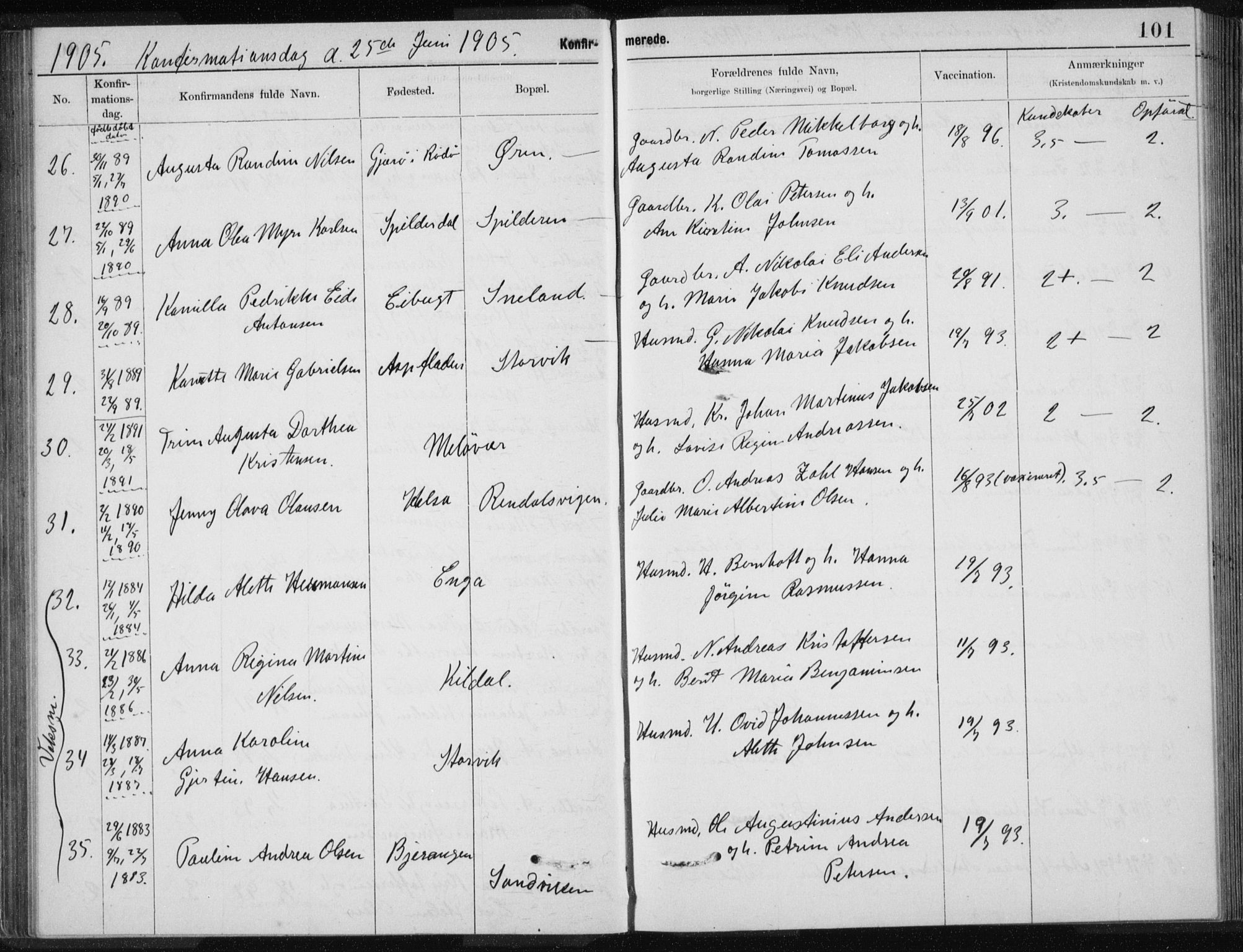 Ministerialprotokoller, klokkerbøker og fødselsregistre - Nordland, SAT/A-1459/843/L0637: Klokkerbok nr. 843C06, 1884-1908, s. 101