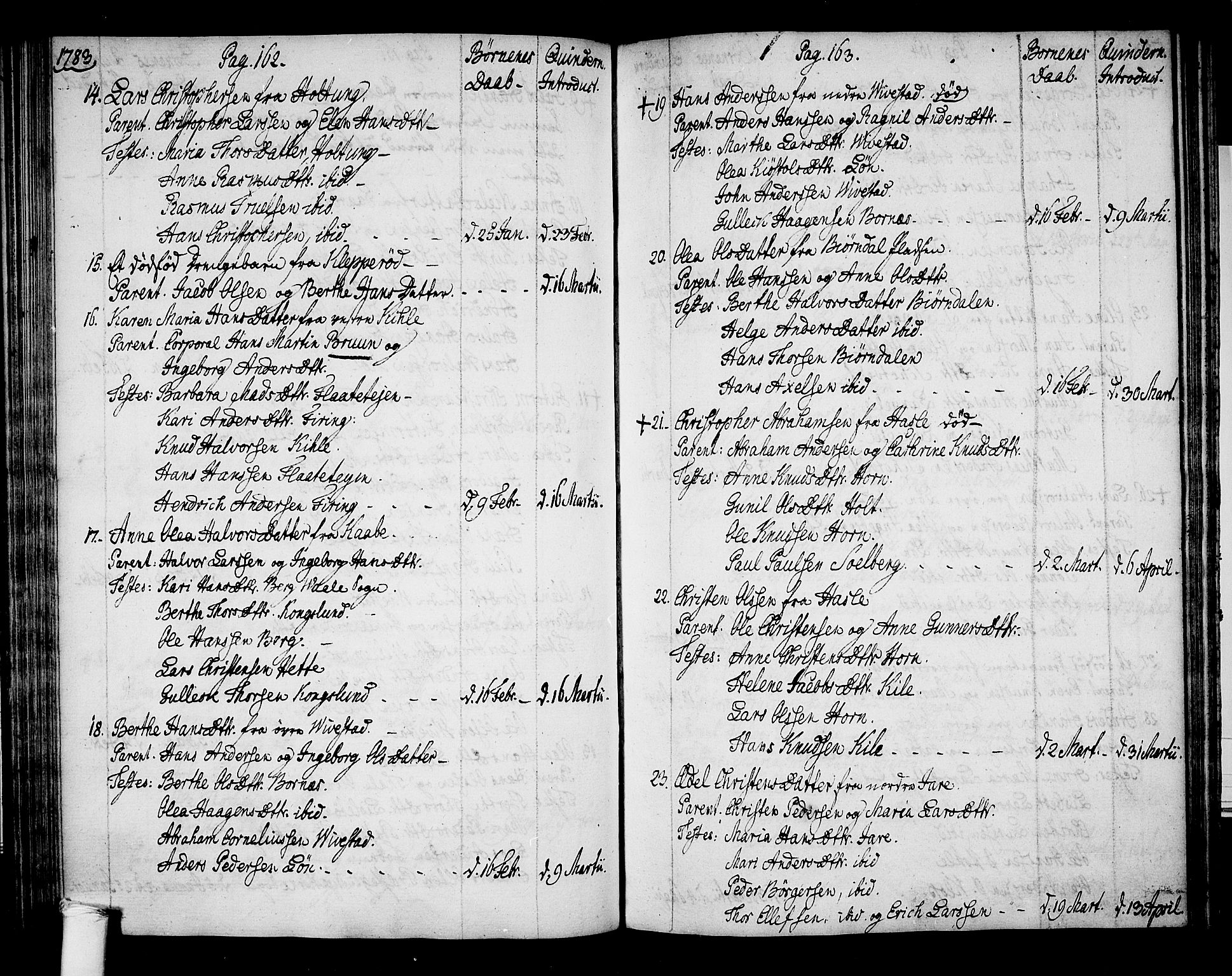 Ramnes kirkebøker, AV/SAKO-A-314/F/Fa/L0002: Ministerialbok nr. I 2, 1773-1790, s. 162-163