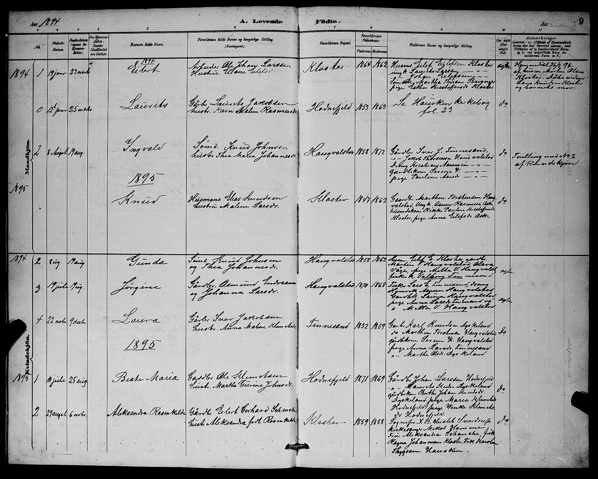 Rennesøy sokneprestkontor, AV/SAST-A -101827/H/Ha/Hab/L0008: Klokkerbok nr. B 8, 1889-1899, s. 9