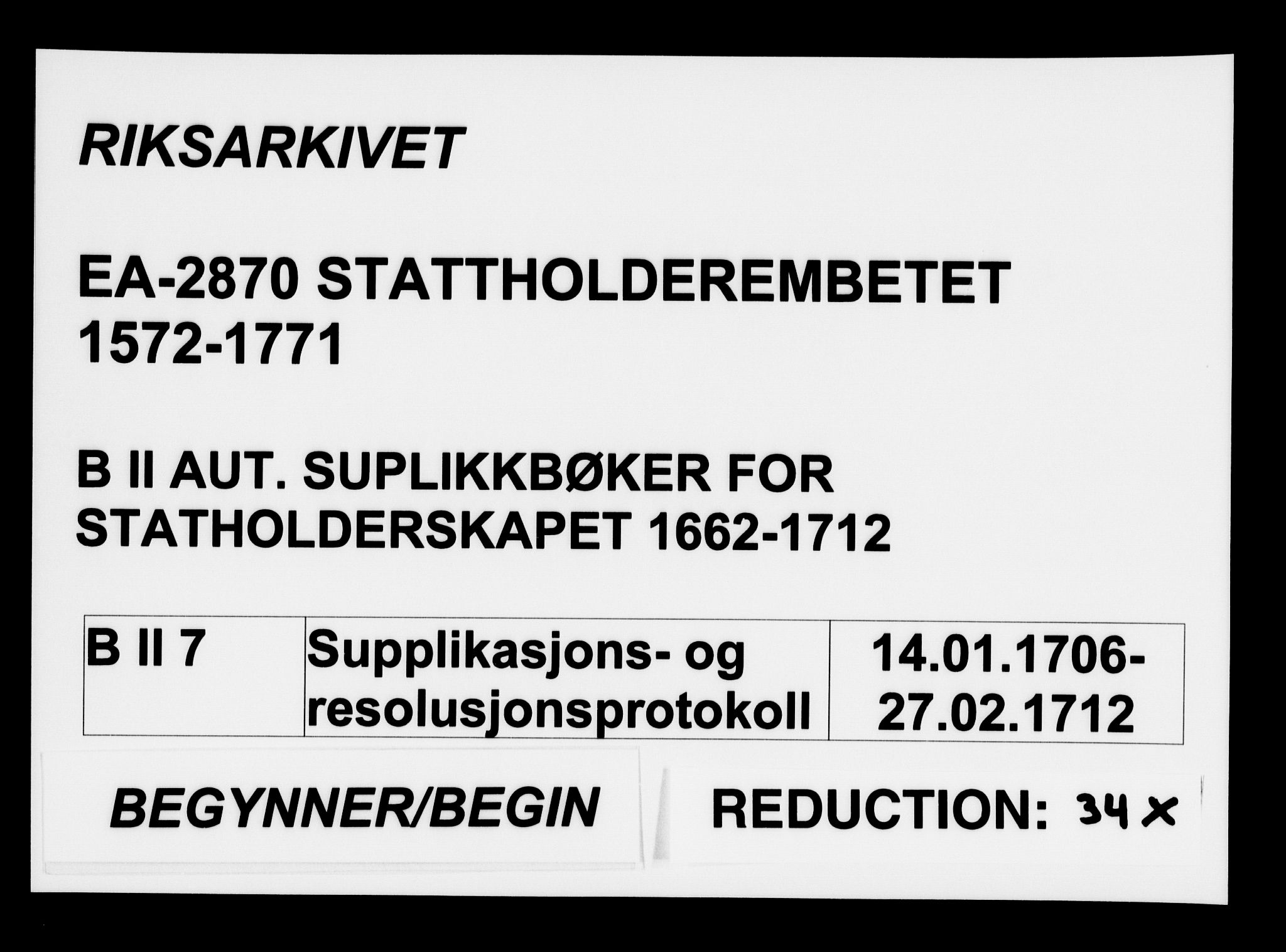 Stattholderembetet 1572-1771, RA/EA-2870/Ad/L0007: Supplikasjons- og resolusjonsprotokoll, 1706-1712