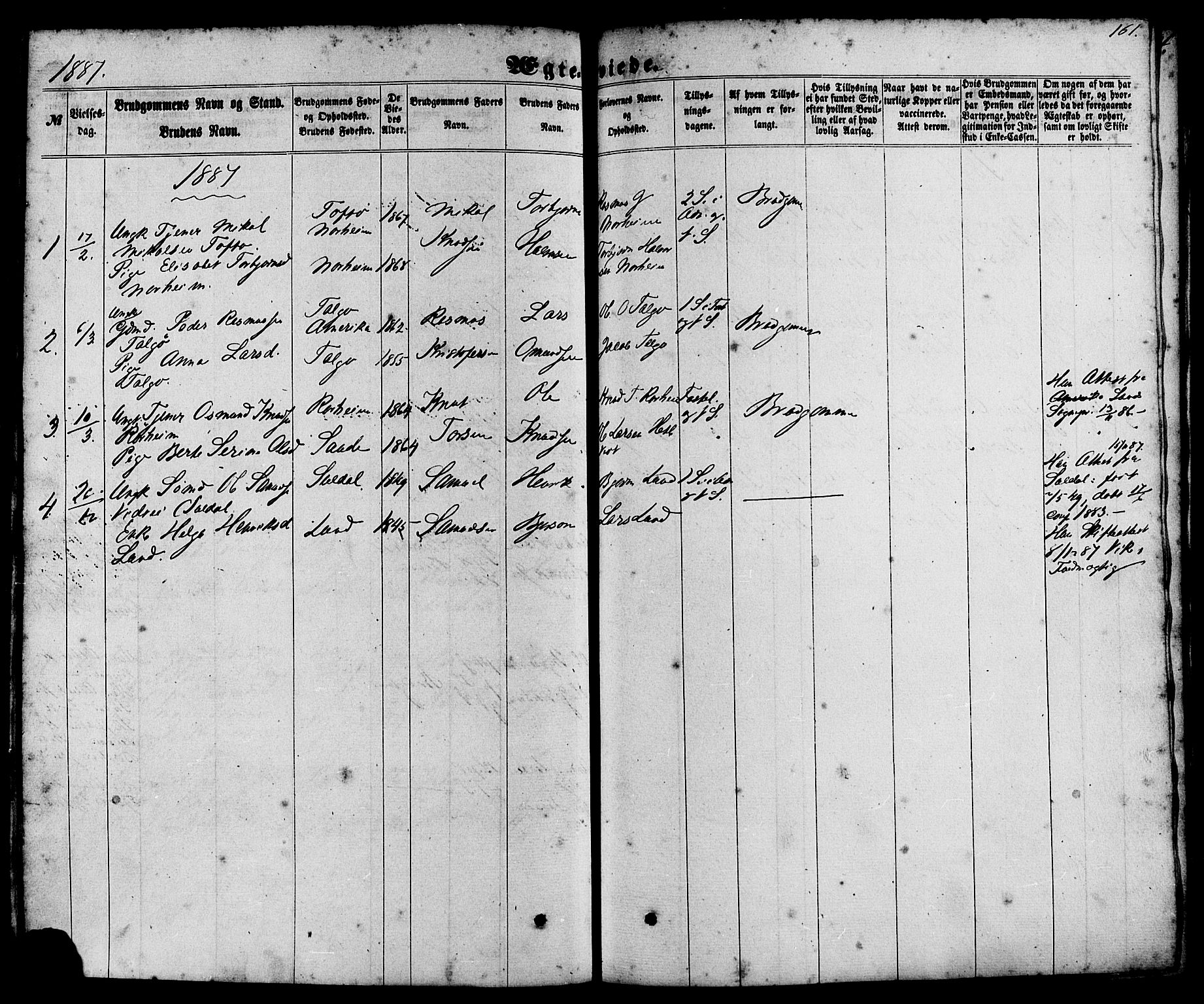 Nedstrand sokneprestkontor, AV/SAST-A-101841/01/IV: Ministerialbok nr. A 10, 1861-1887, s. 161