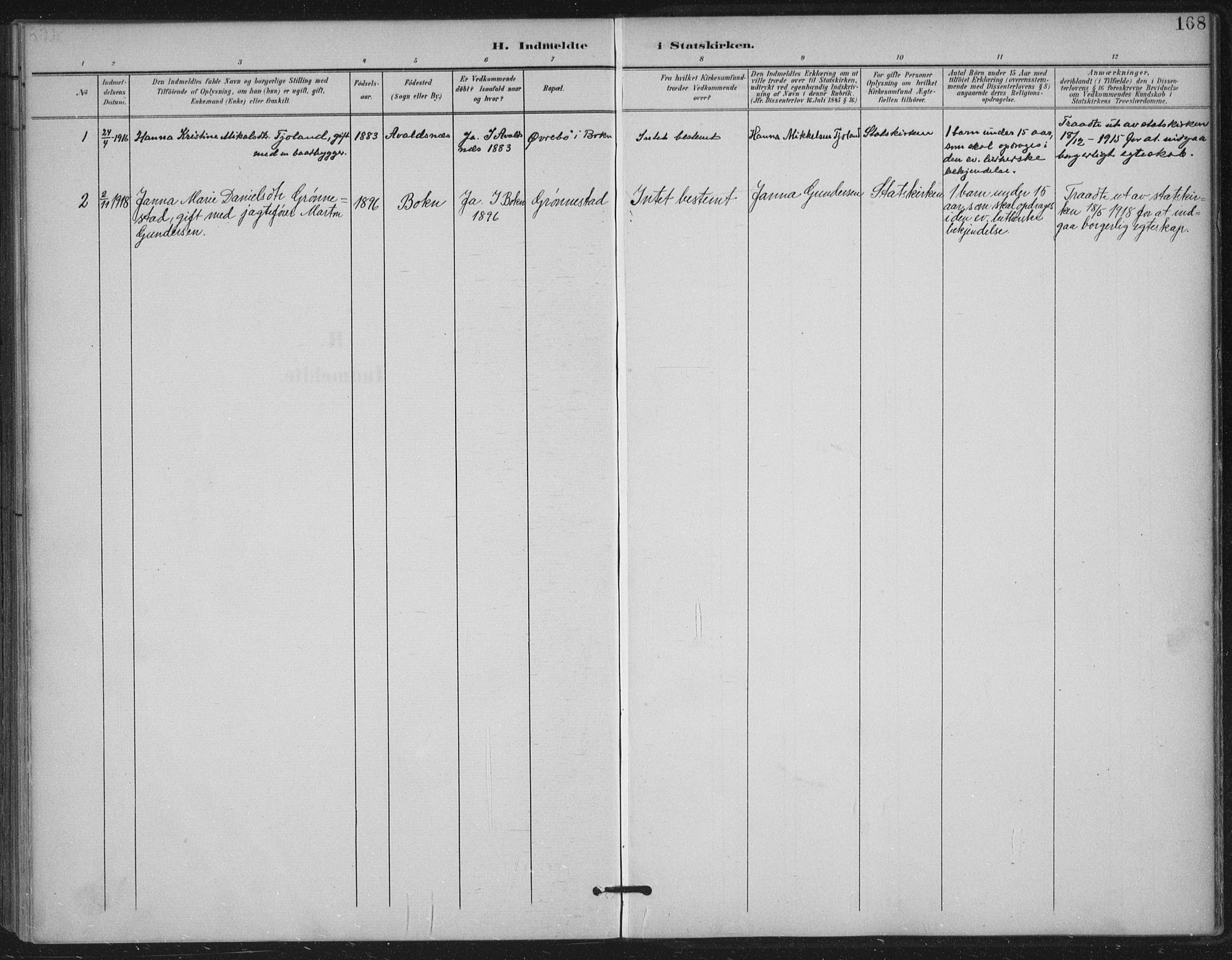 Tysvær sokneprestkontor, SAST/A -101864/H/Ha/Haa/L0009: Ministerialbok nr. A 9, 1898-1925, s. 168