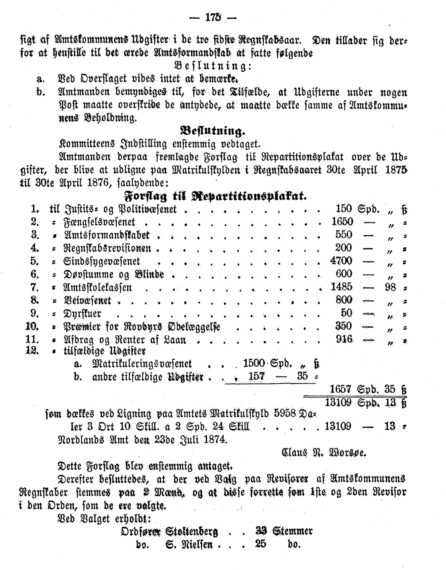 Nordland Fylkeskommune. Fylkestinget, AIN/NFK-17/176/A/Ac/L0009: Fylkestingsforhandlinger 1874, 1874