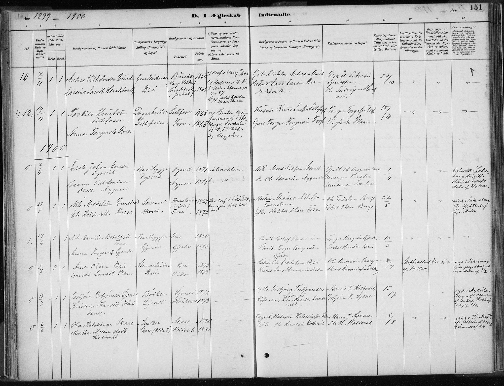 Strandebarm sokneprestembete, AV/SAB-A-78401/H/Haa: Ministerialbok nr. B  1, 1886-1908, s. 151