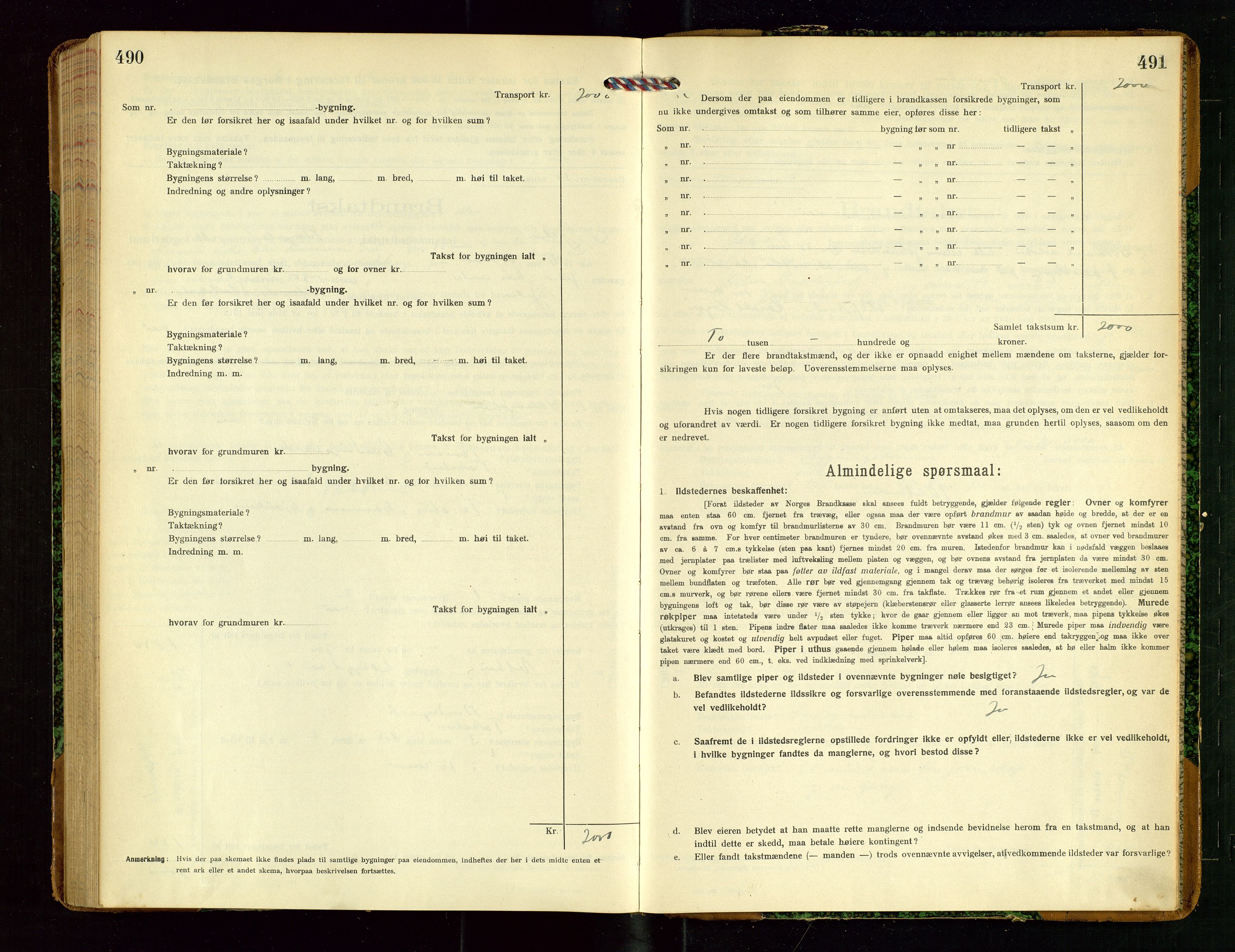 Jelsa lensmannskontor, SAST/A-100360/Gob/L0002: "Brandtakstprotokol", 1918-1942, s. 490-491